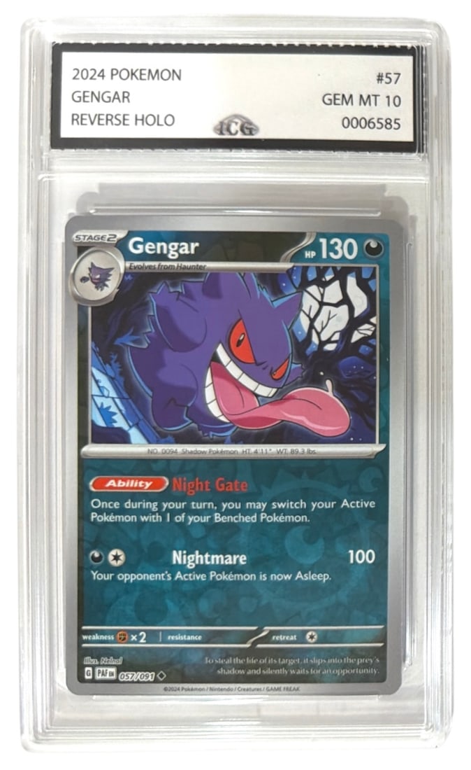 2024 Pokemon Reverse HOLO Gengar | No. 57 | Graded 10: 2024 Pokemon Reverse HOLO Gengar | No. 57 | Graded 10