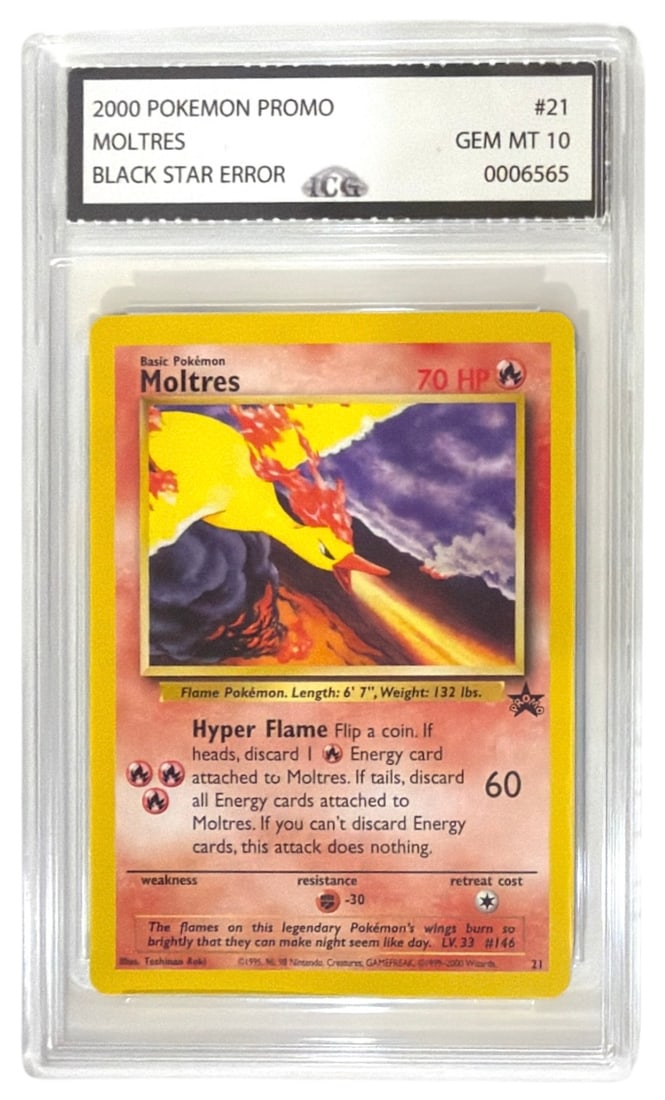 2000 Pokemon PROMO Black Star Error Moltres | No. 21 | Graded 10 (1 of 2)