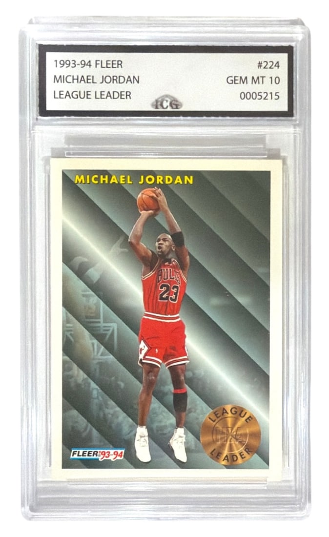 1993 to 94 Fleer League Leader Michael Jordan | No. 224 | Graded 10: 1993 to 94 Fleer League Leader Michael Jordan | No. 224 | Graded 10
