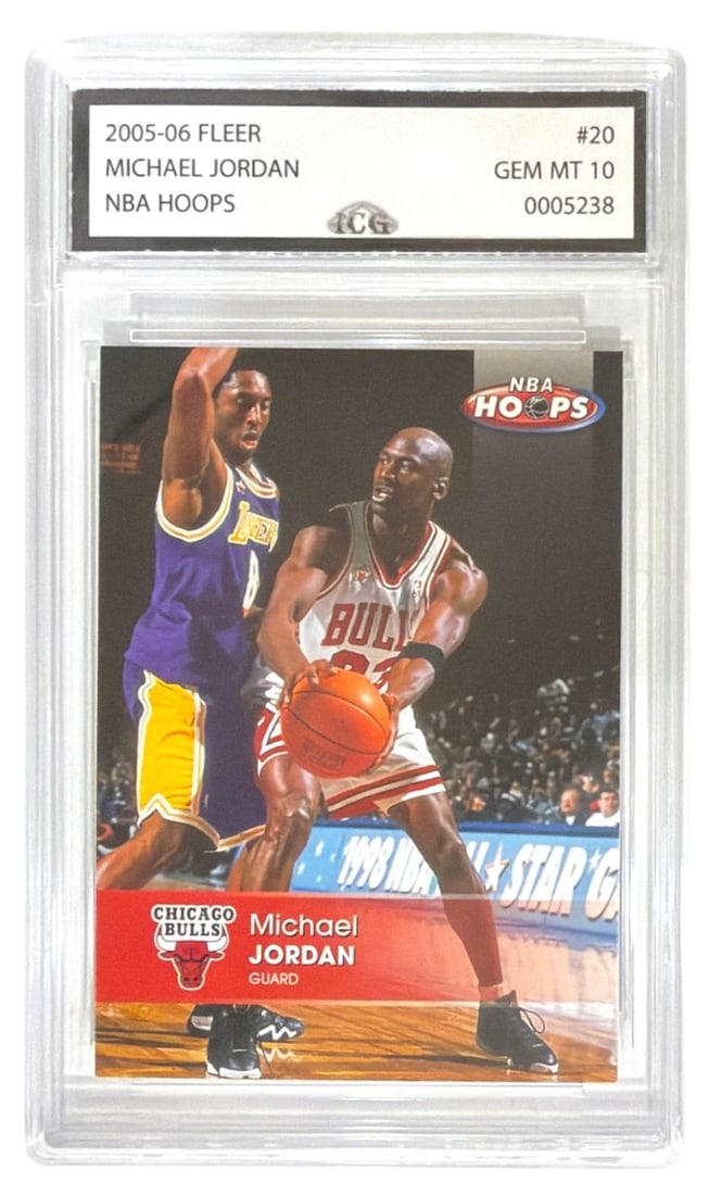 2005 to 06 Fleer NBA Hoops Michael Jordan | No. 20 | Graded 10: 2005 to 06 Fleer NBA Hoops Michael Jordan | No. 20 | Graded 10