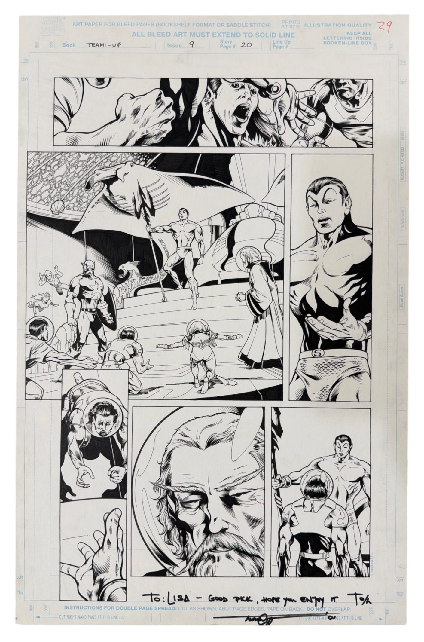 SIGNED Original Art of Dave Ross and Tom Wegrzyn | Marvel Team Up | No. 9 Pg. 2 (1 of 3)