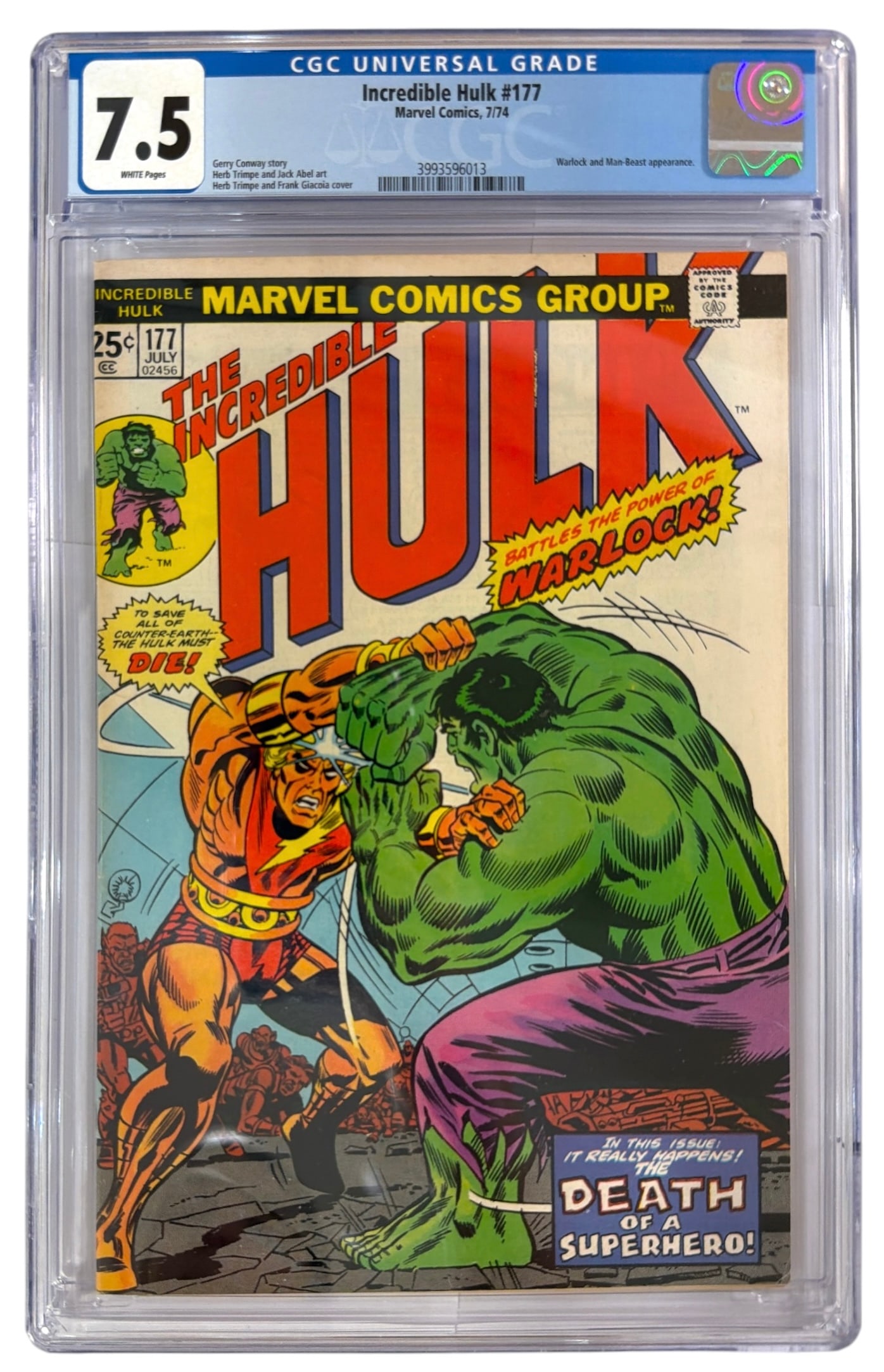 Marvel Comics The Incredible Hulk | No. 177 | Graded 7.5 (1 of 2)