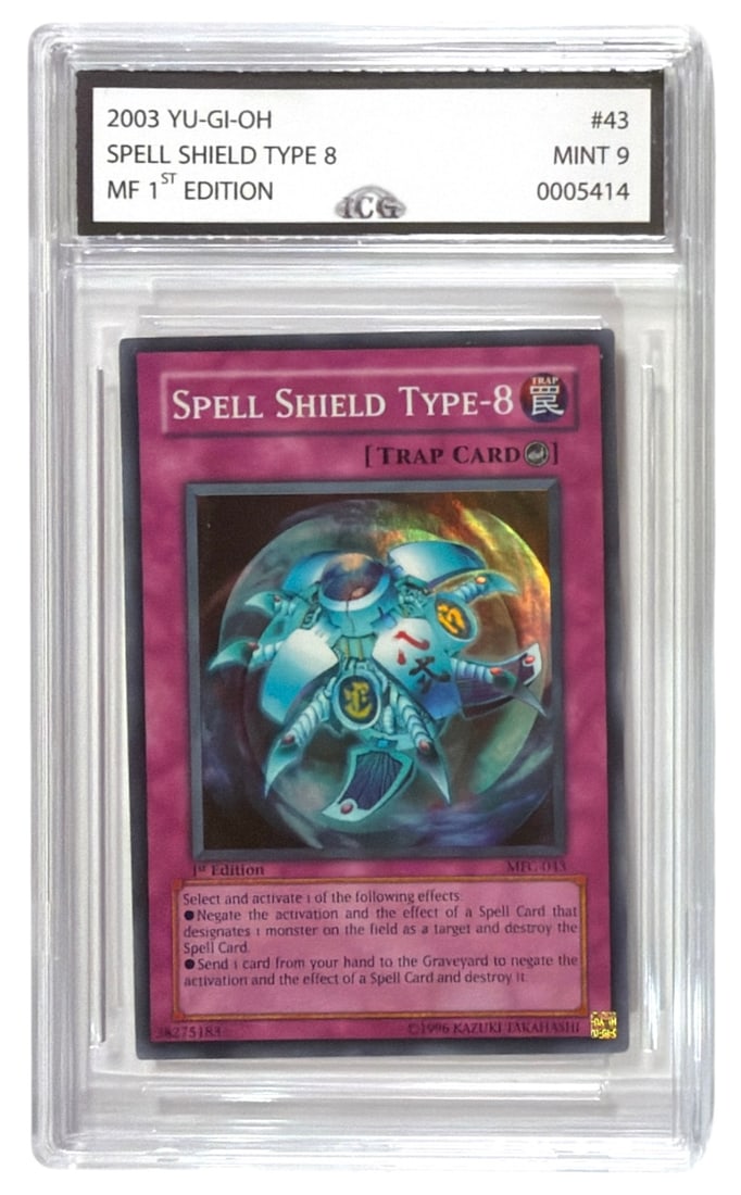 2003 Yu Gi Oh 1st Edition Spell Shield Type 8 Magicians Force Set | No. 43 | Graded 9: 2003 Yu Gi Oh 1st Edition Spell Shield Type 8 Magicians Force Set | No. 43 | Graded 9