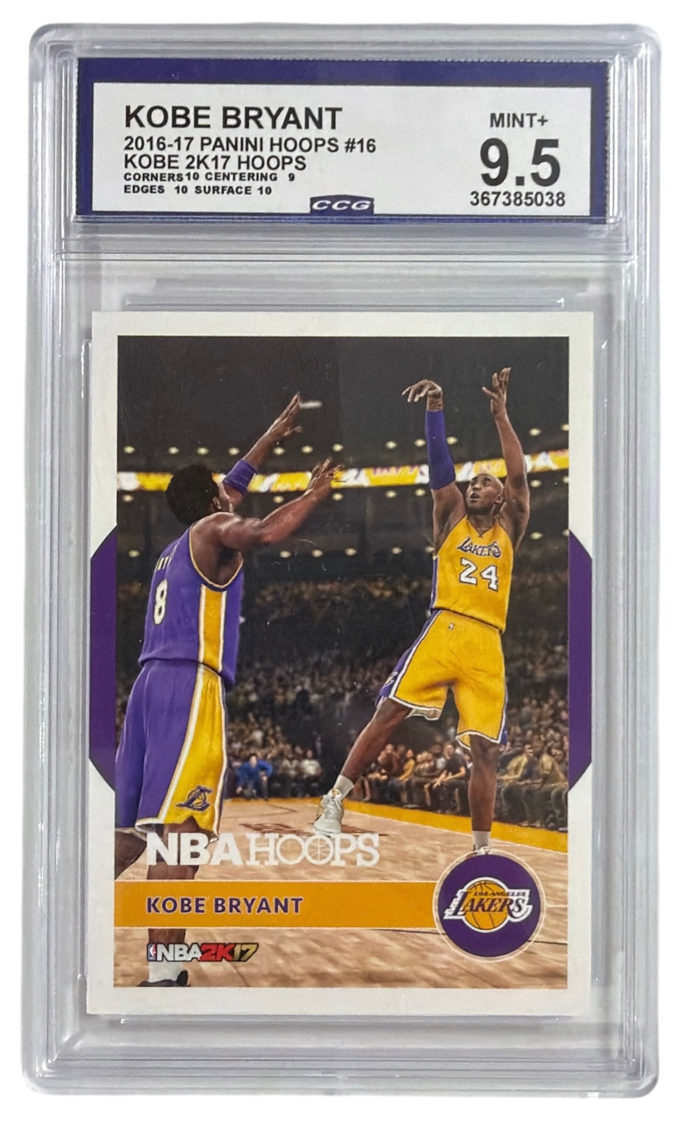 2016 to 17 Panini Hoops NBA2K17 Kobe Bryant | No. 16 | Graded 9.5 (1 of 2)