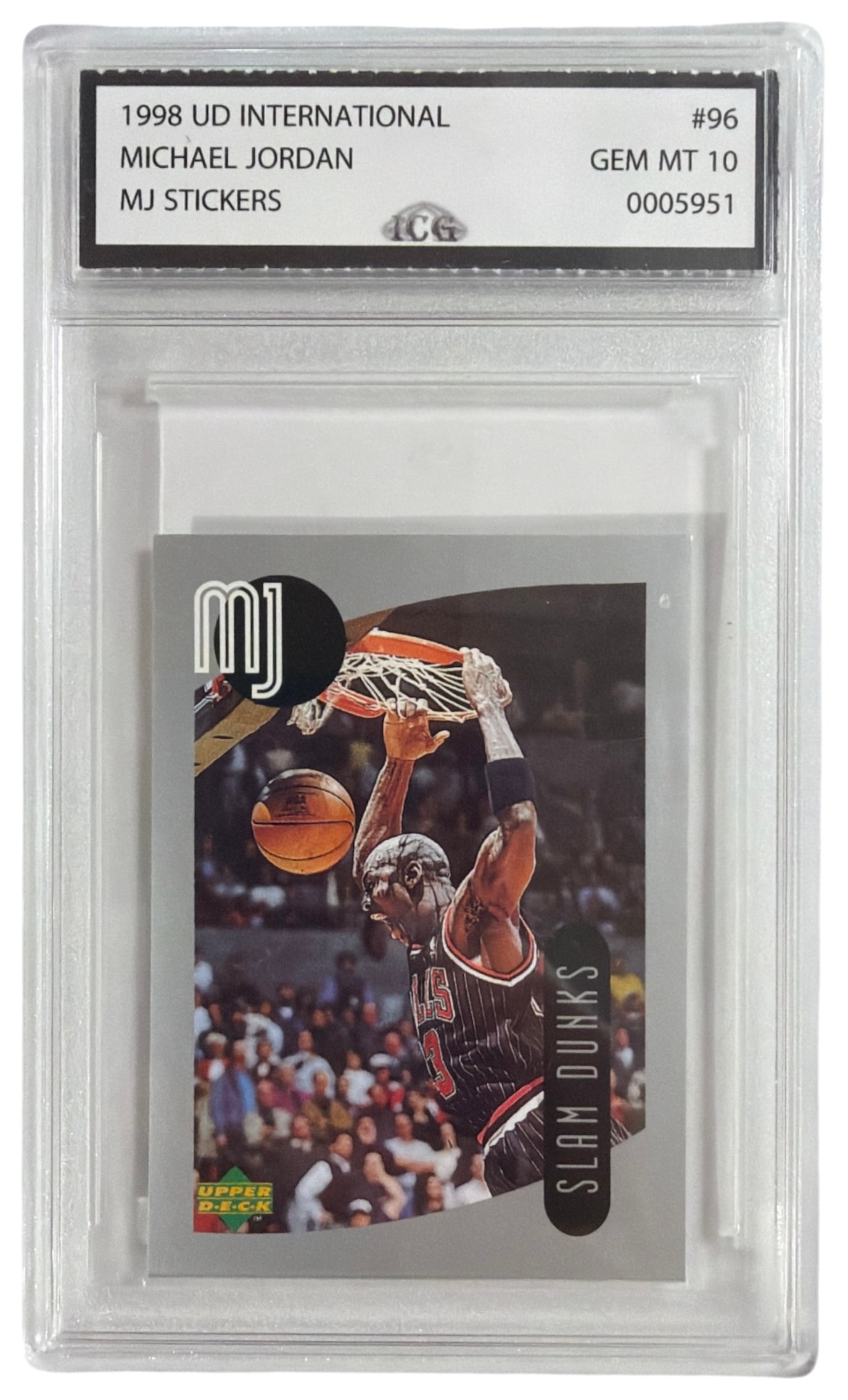 1998 Upper Deck International MJ Sticker Michael Jordan | No. 96 | Graded 10 (1 of 2)