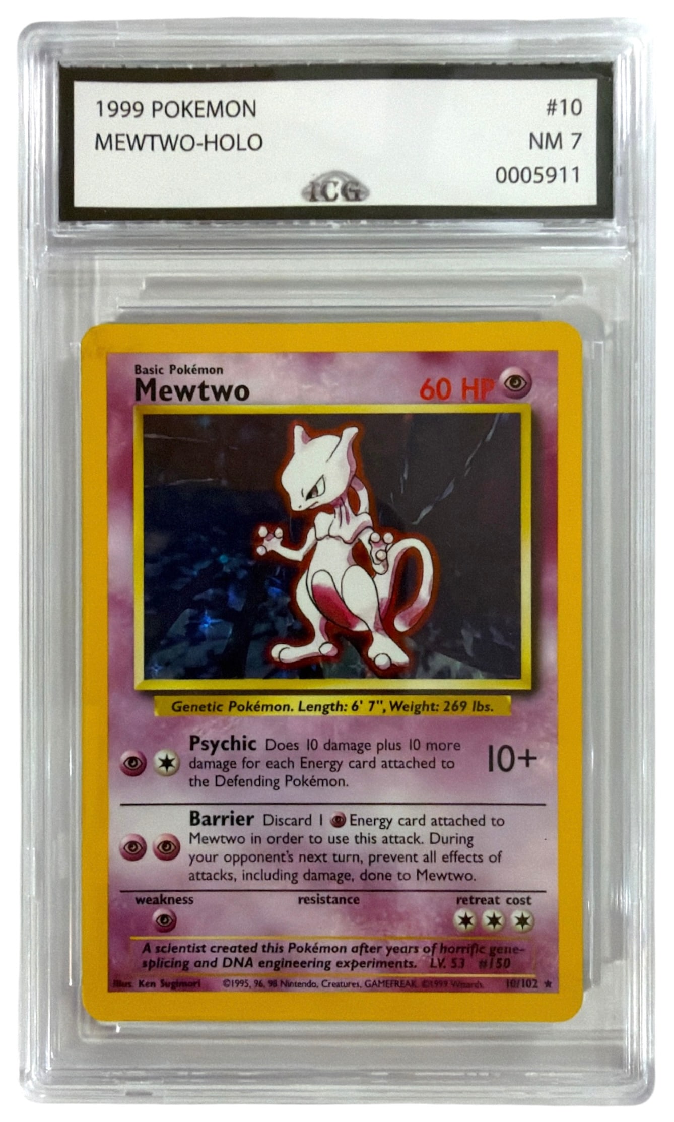1999 Pokemon Mewtwo HOLO | No. 10 | Graded 7 (1 of 2)