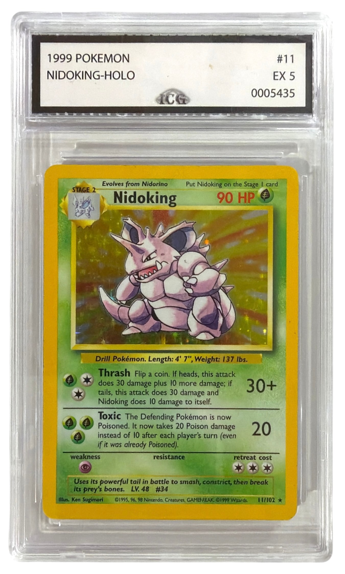 1999 Pokemon Nidoking HOLO | No. 11 | Graded 5: 1999 Pokemon Nidoking HOLO | No. 11 | Graded 5