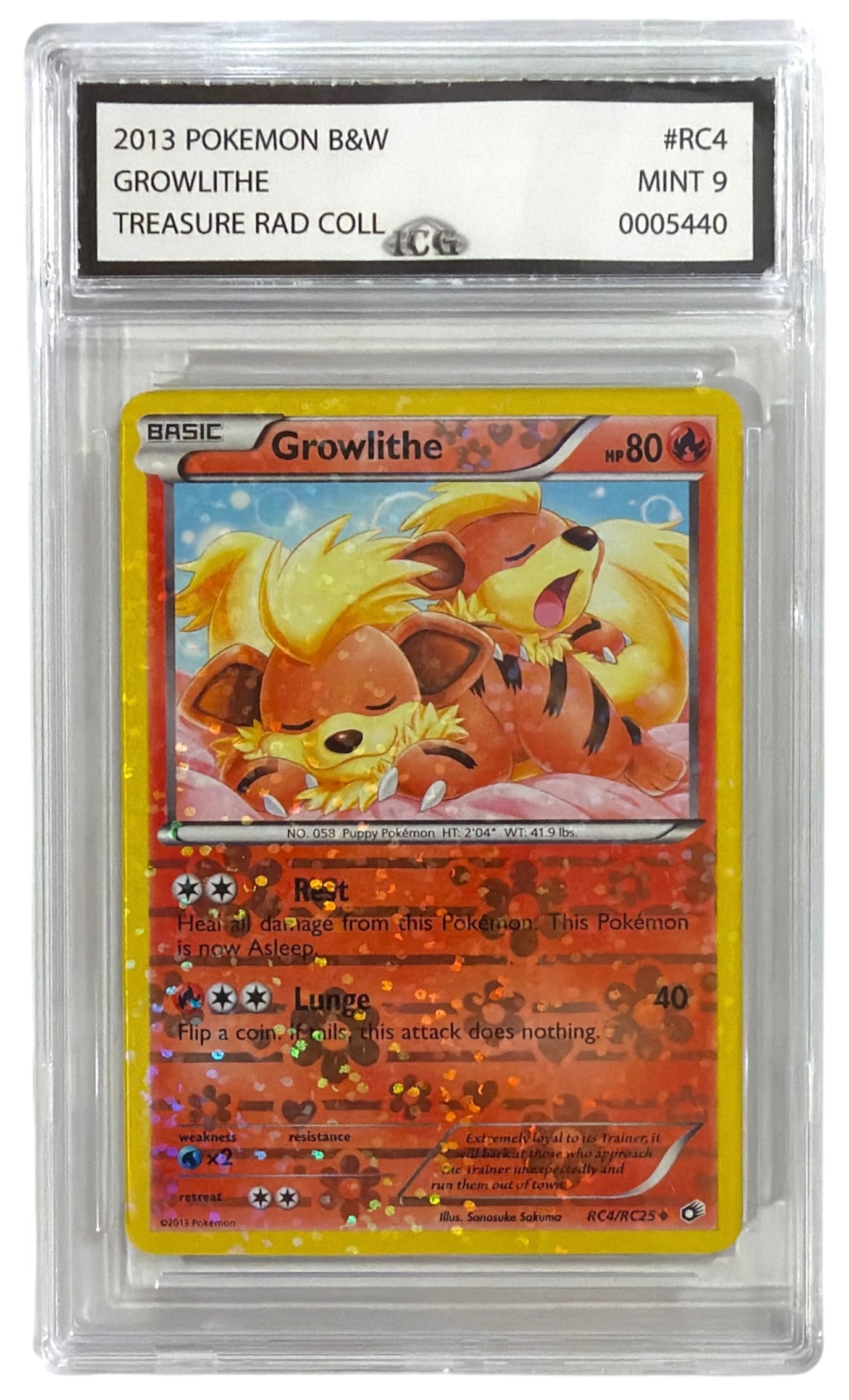 2013 Pokemon Black and White Legendary Treasures Radiant Collection Growlithe | No. RC4 | Graded 9: 2013 Pokemon Black and White Legendary Treasures Radiant Collection Growlithe | No. RC4 | Graded 9