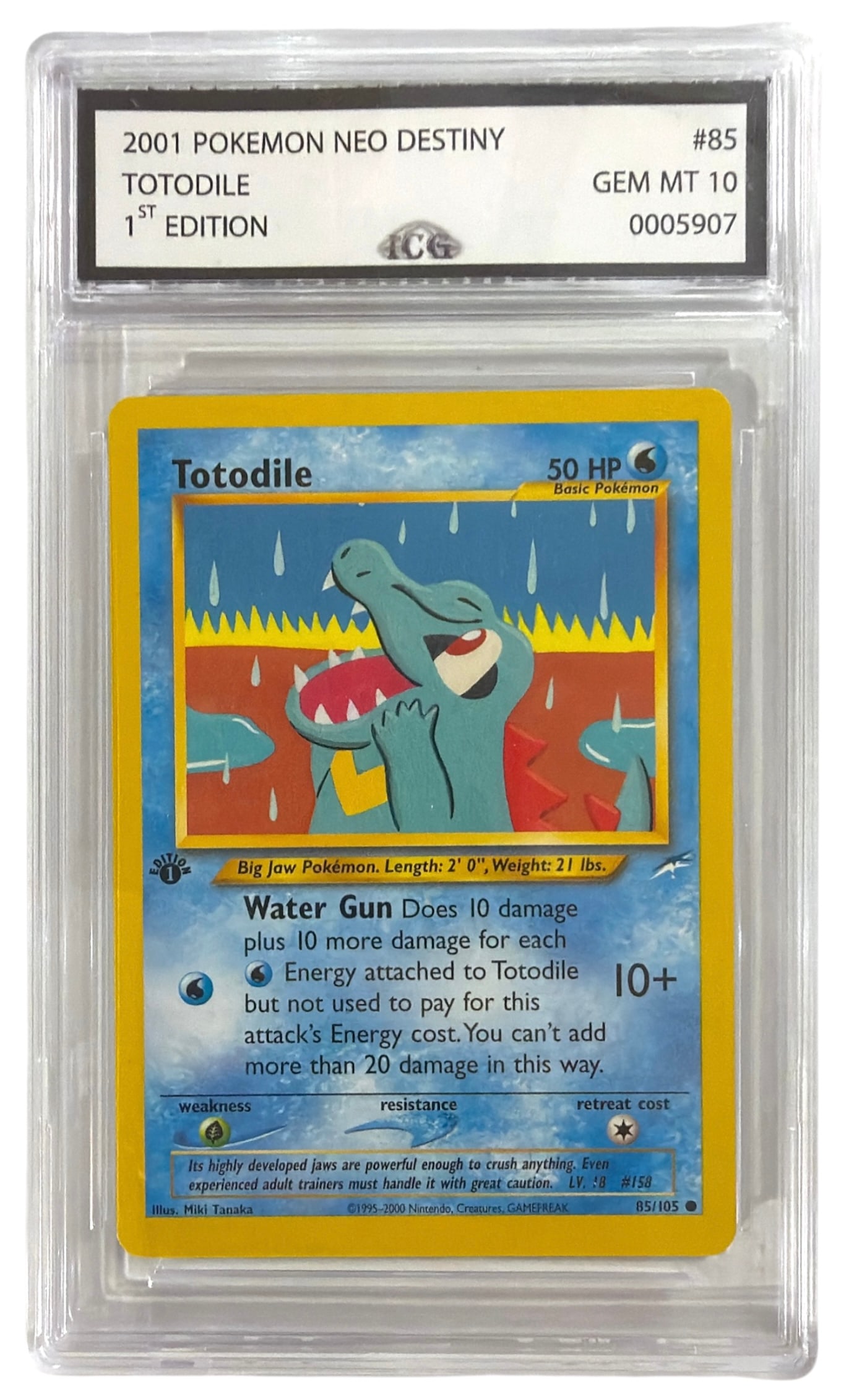2001 Pokemon 1st Edition Totodile From Neo Destiny Set | No. 85 | Graded 10 (1 of 2)