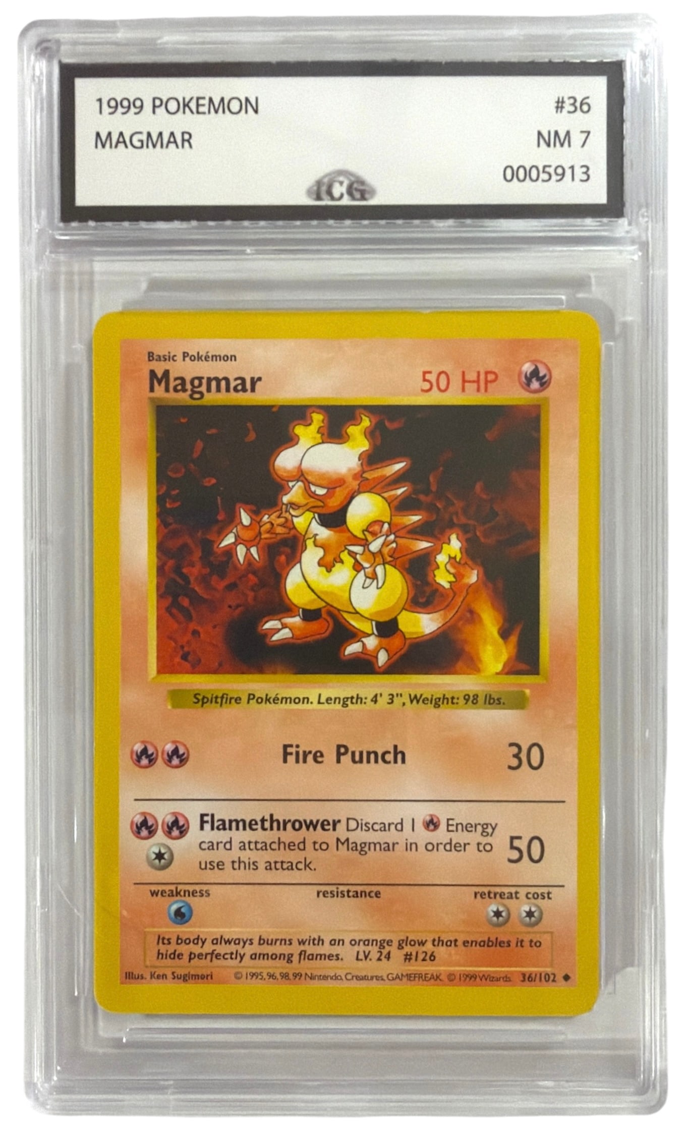 1999 Pokemon Magmar | No. 36 | Graded 7 (1 of 2)