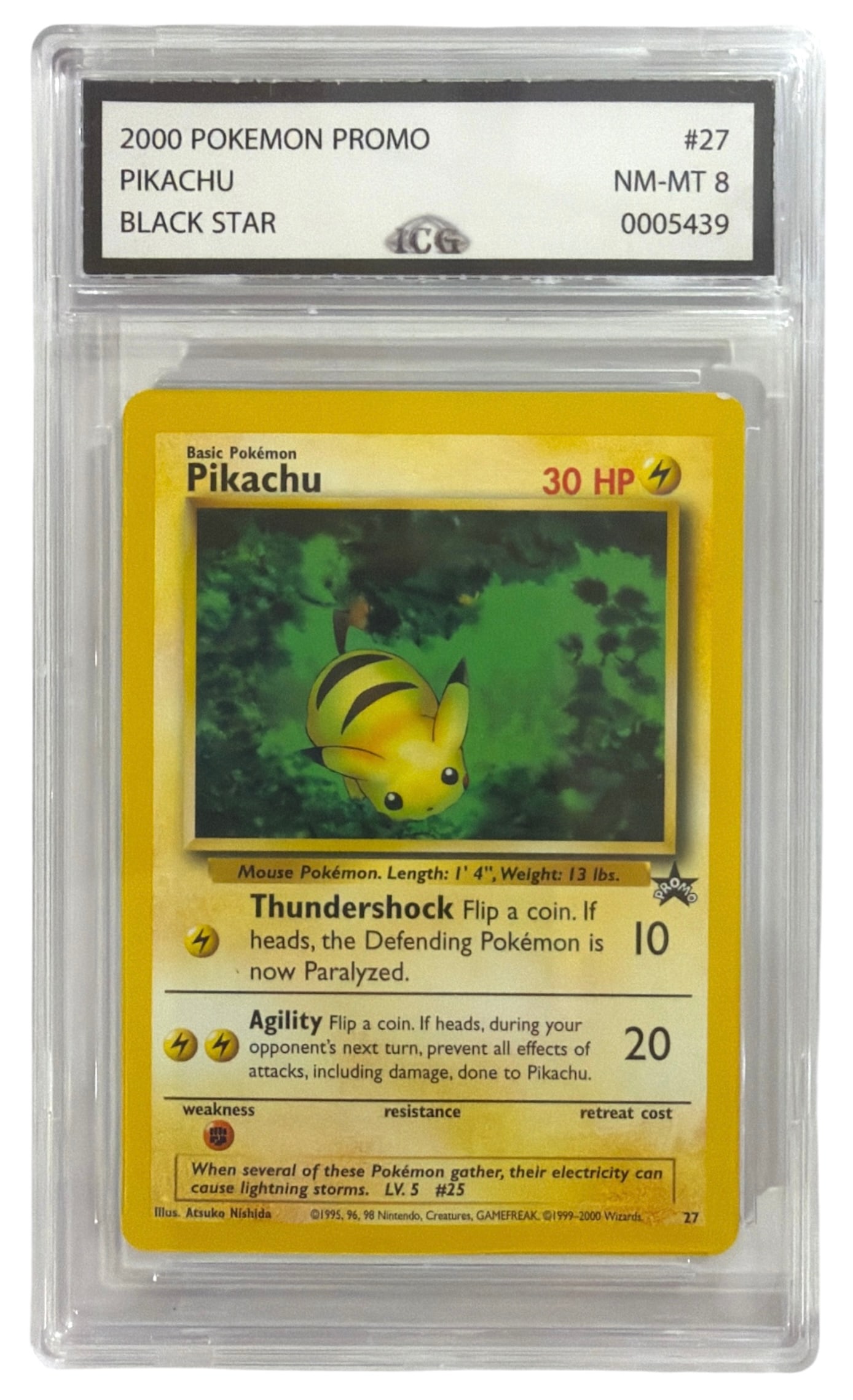 2000 Pokemon Black Star PROMO Pikachu | No. 27 | Graded 8 (1 of 2)