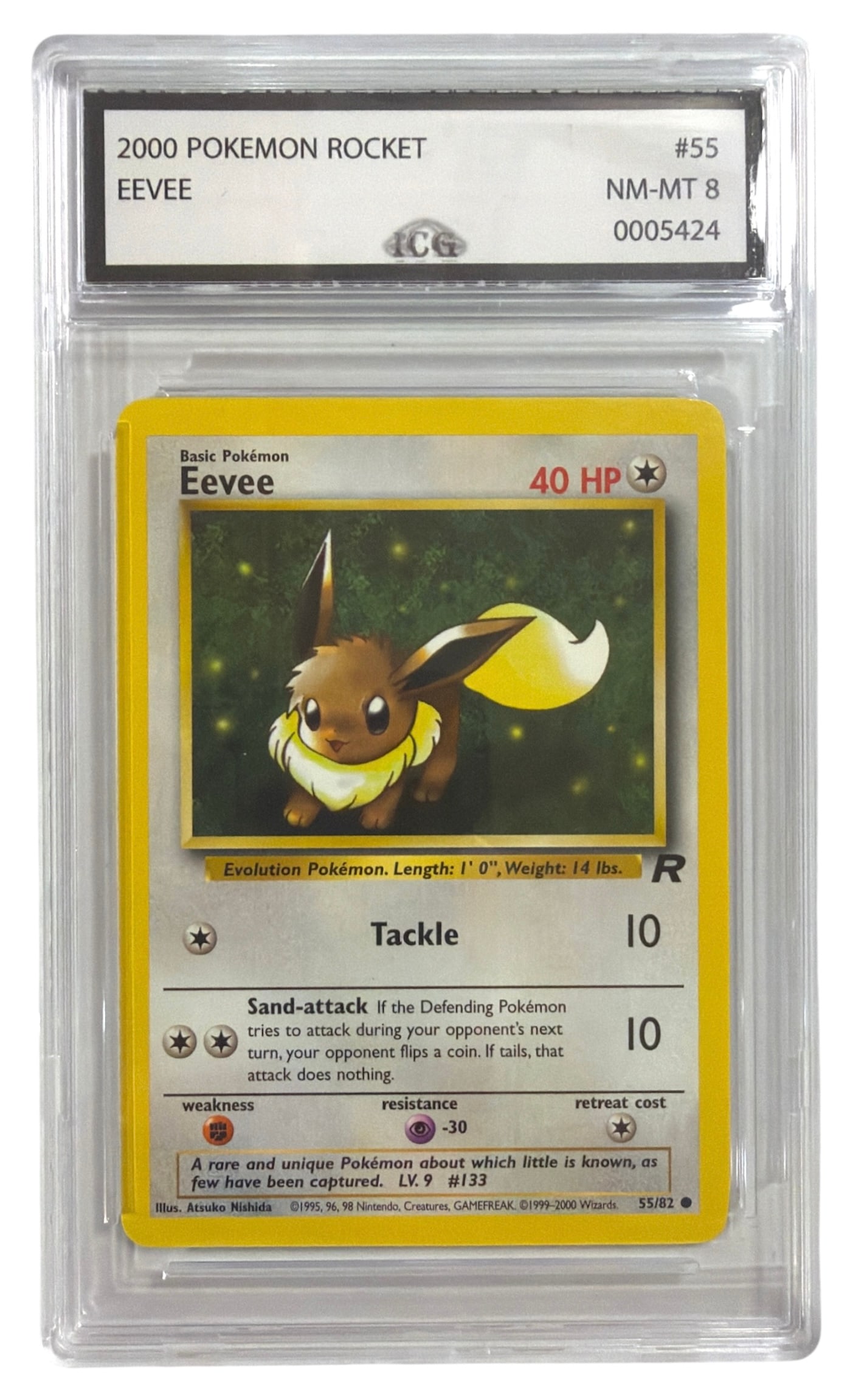2000 Pokemon Team Rocket Eevee | No. 55 | Graded 8: 2000 Pokemon Team Rocket Eevee | No. 55 | Graded 8
