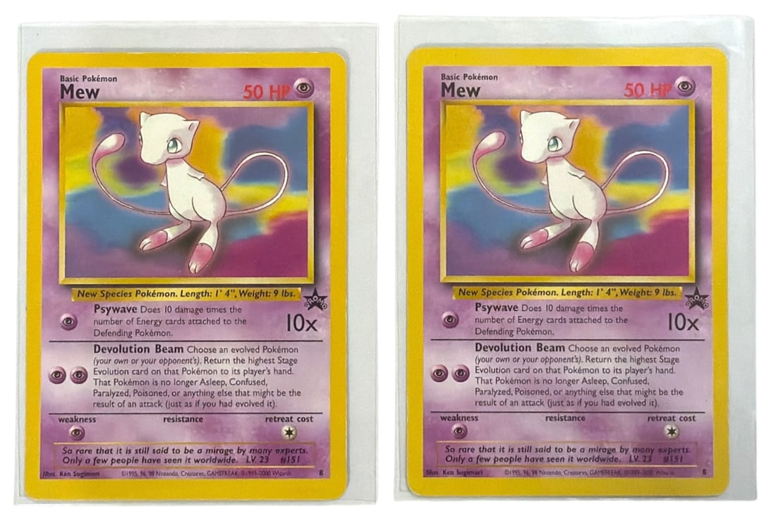 Lot of 2 | 2000 Pokemon Black Star PROMO Mew | No. 8: AUTHENTICATION HAS NOT BEEN PERFORMED TO GUARANTEE VERIFICATION | All purchases are made at the buyers discretion