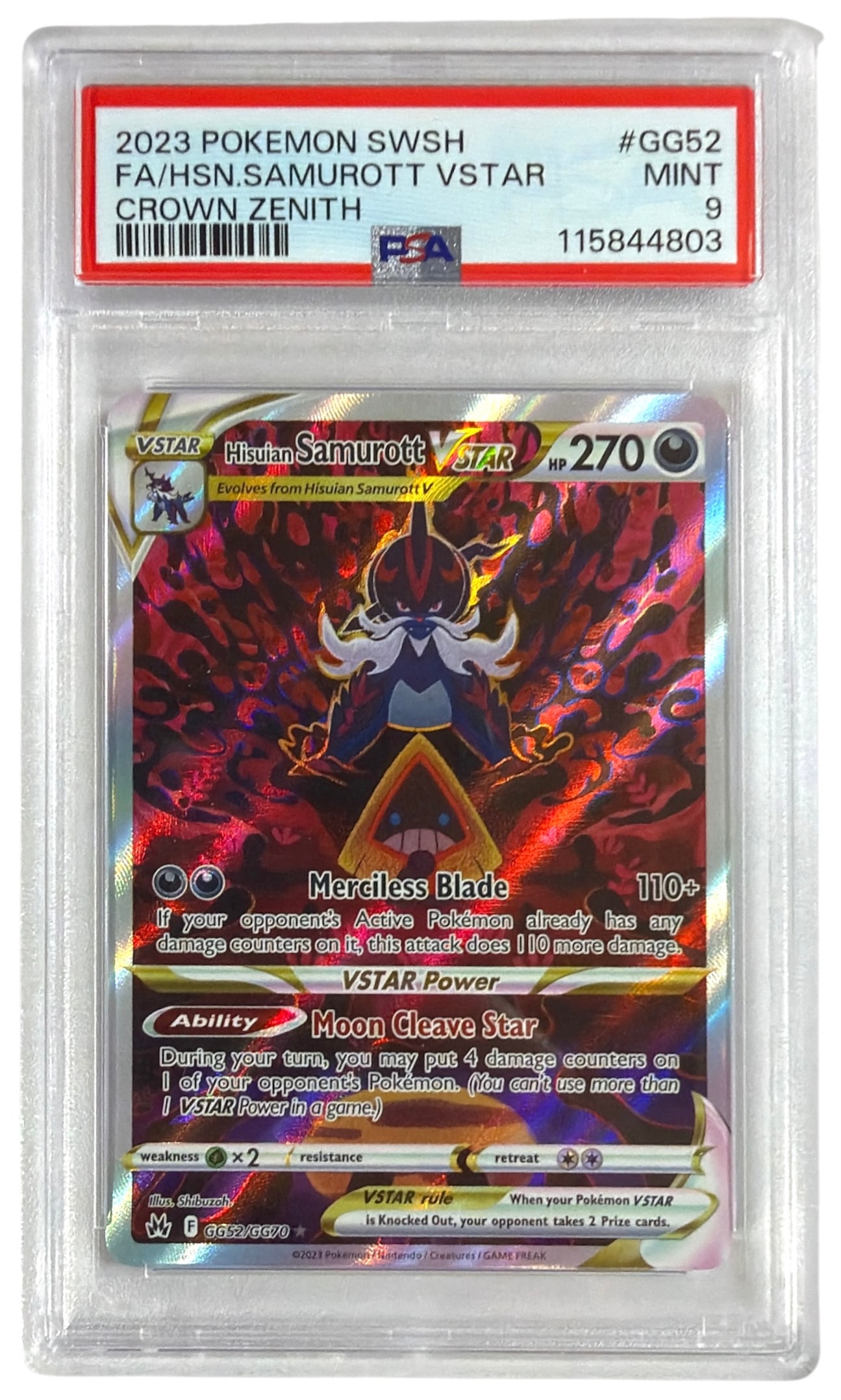 2023 Pokemon SWSH Hisuian Samurott V STAR | No. GG52 | Graded 9 (1 of 2)