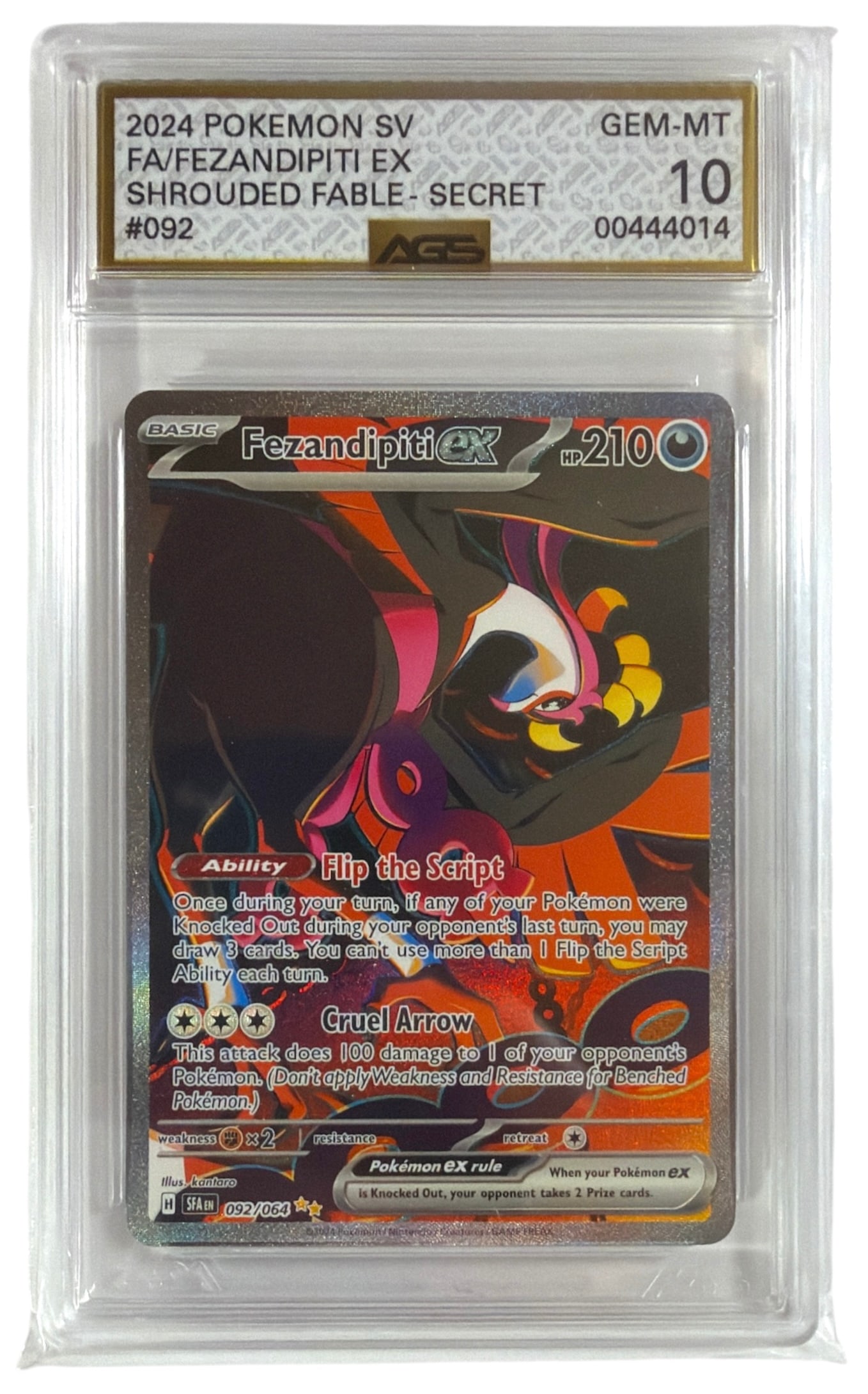 2024 Pokemon Fezandipiti EX | No. 092 | Graded 10 (1 of 2)