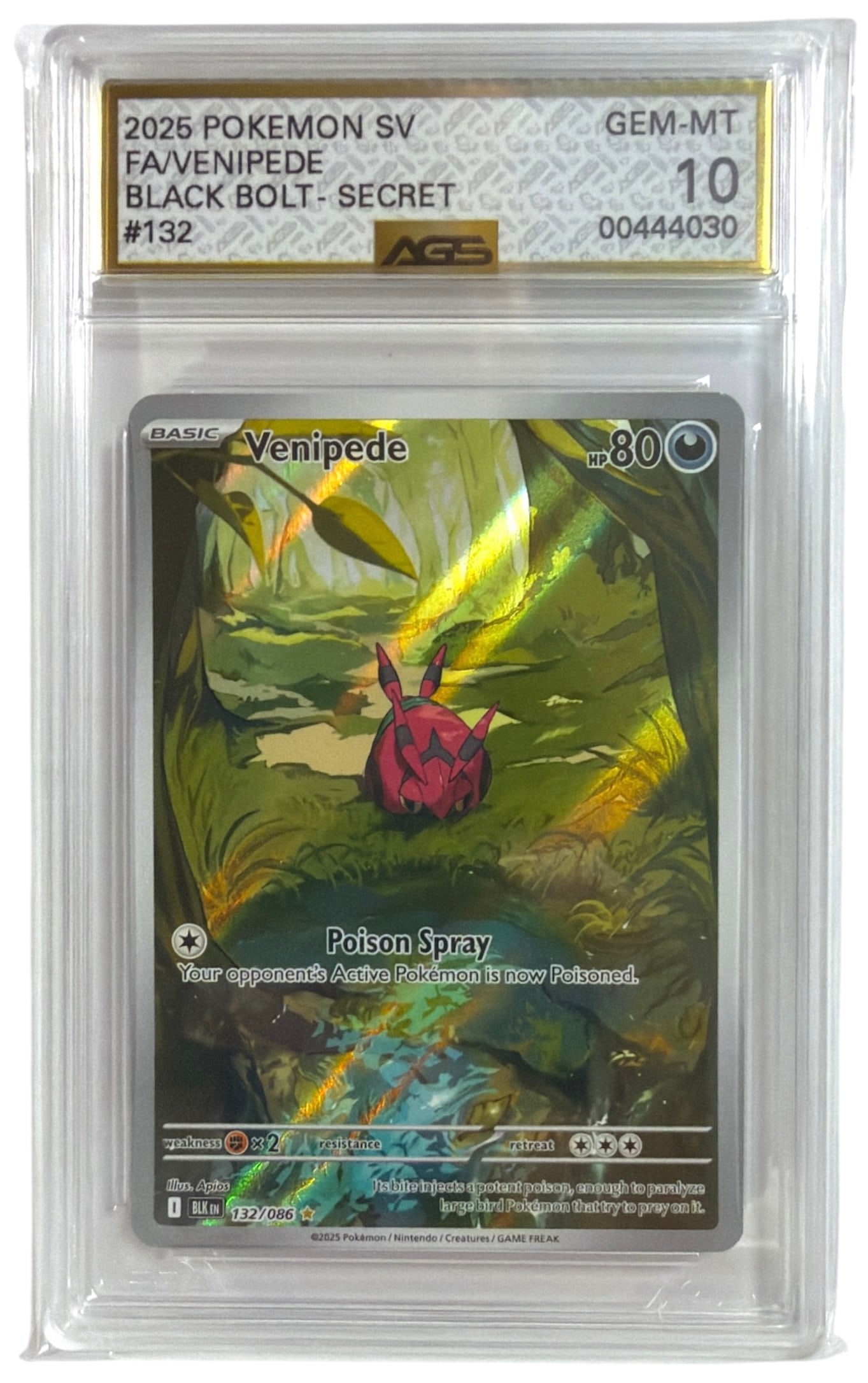 2025 Pokemon Black Bolt Secret Venipede | No. 132 | Graded 10 (1 of 2)