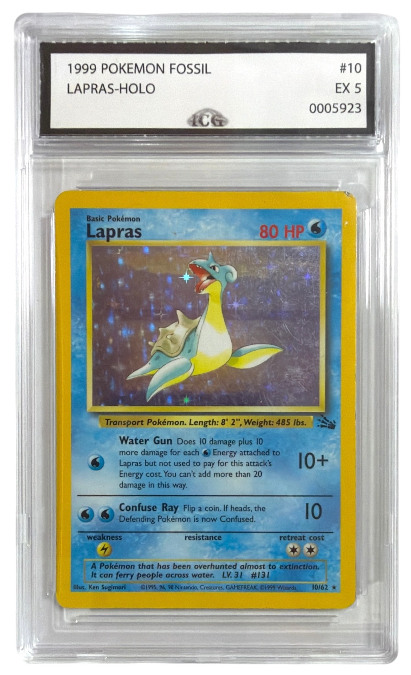 1999 Pokemon Lapras HOLO From Fossil Set | No. 10 | Graded 5 (1 of 2)