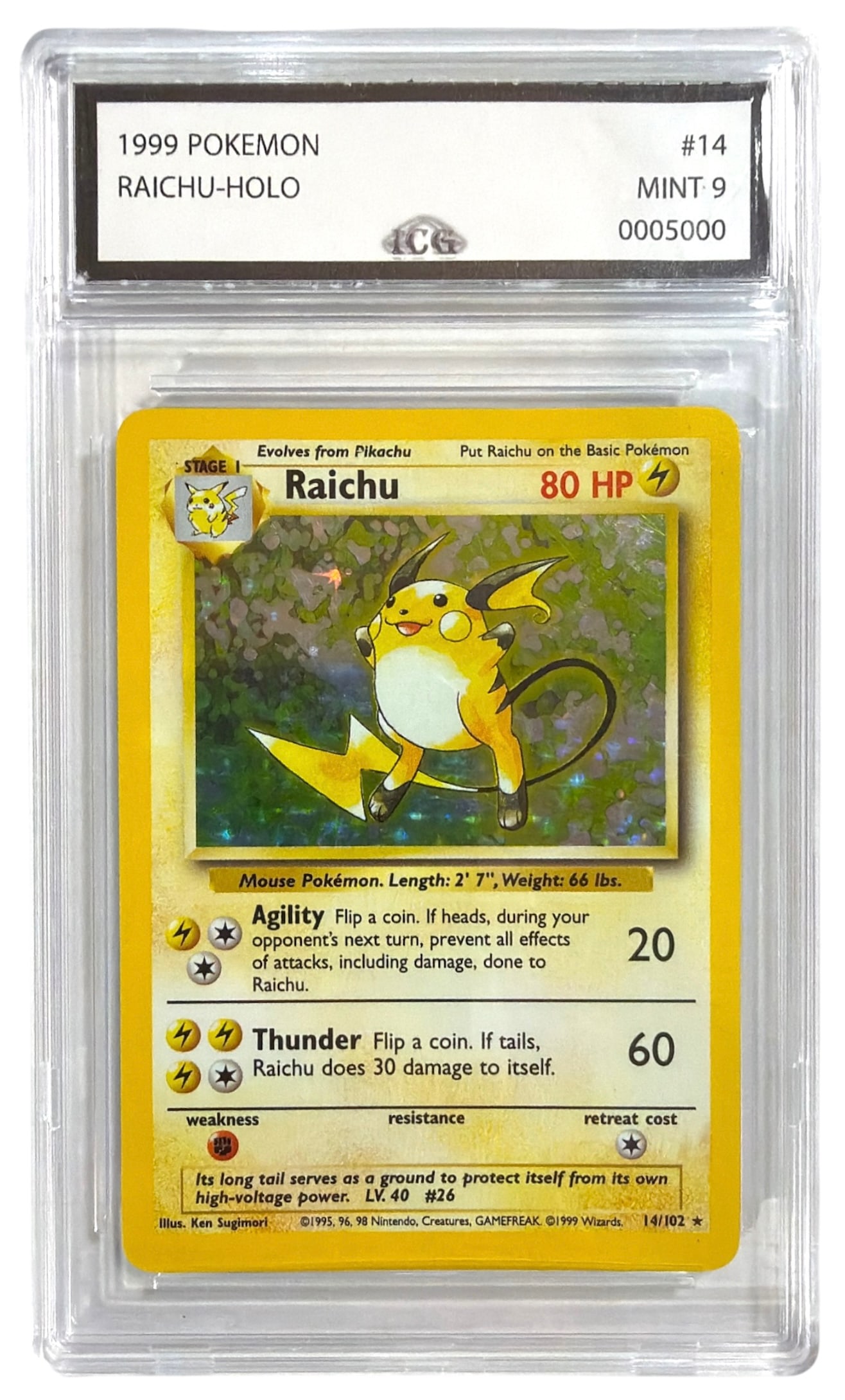 1999 Pokemon Raichu HOLO | No. 14 | Graded 9 (1 of 2)