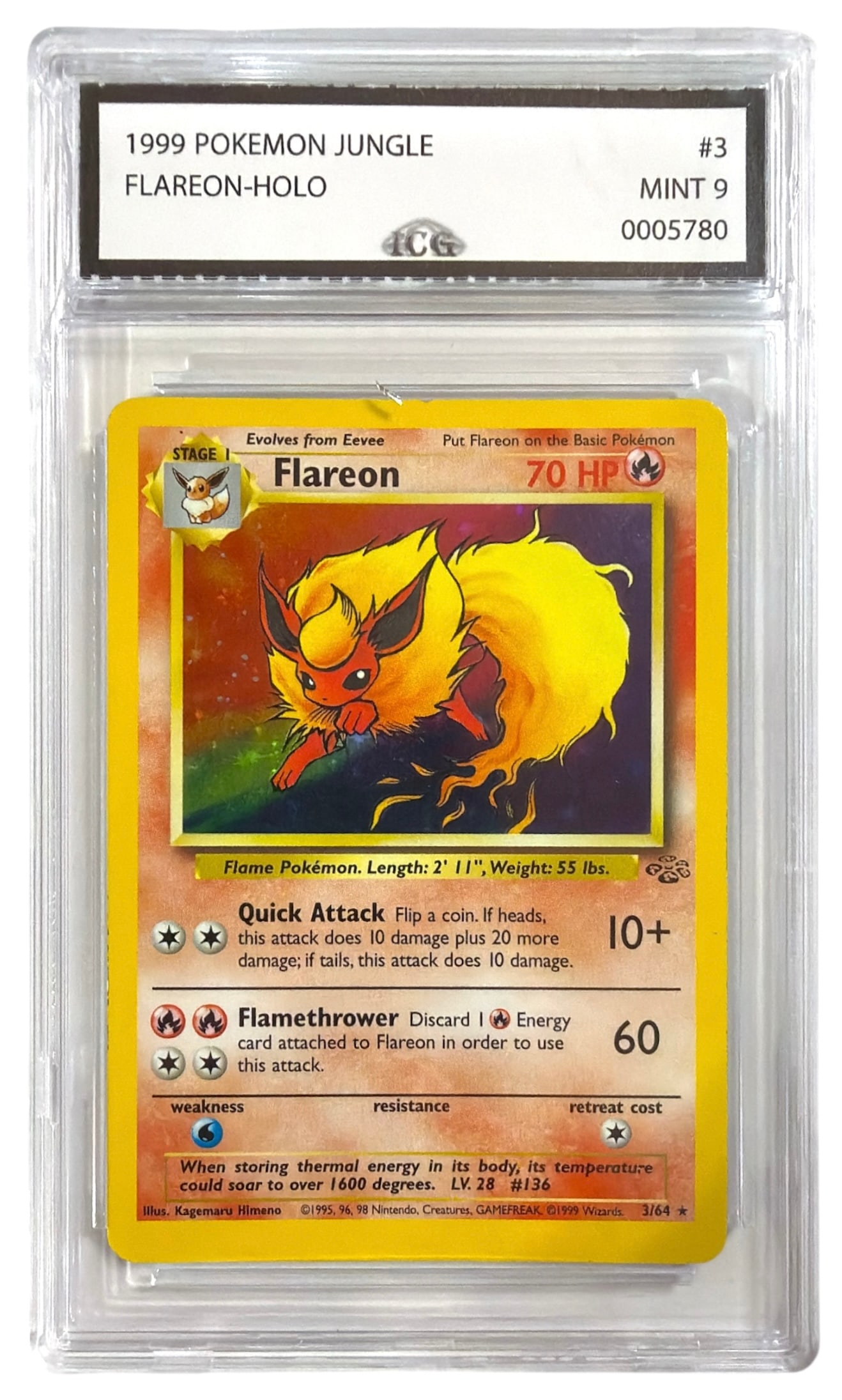 1999 Pokemon Flareon HOLO From Jungle Set | No. 3 | Graded 9 (1 of 2)