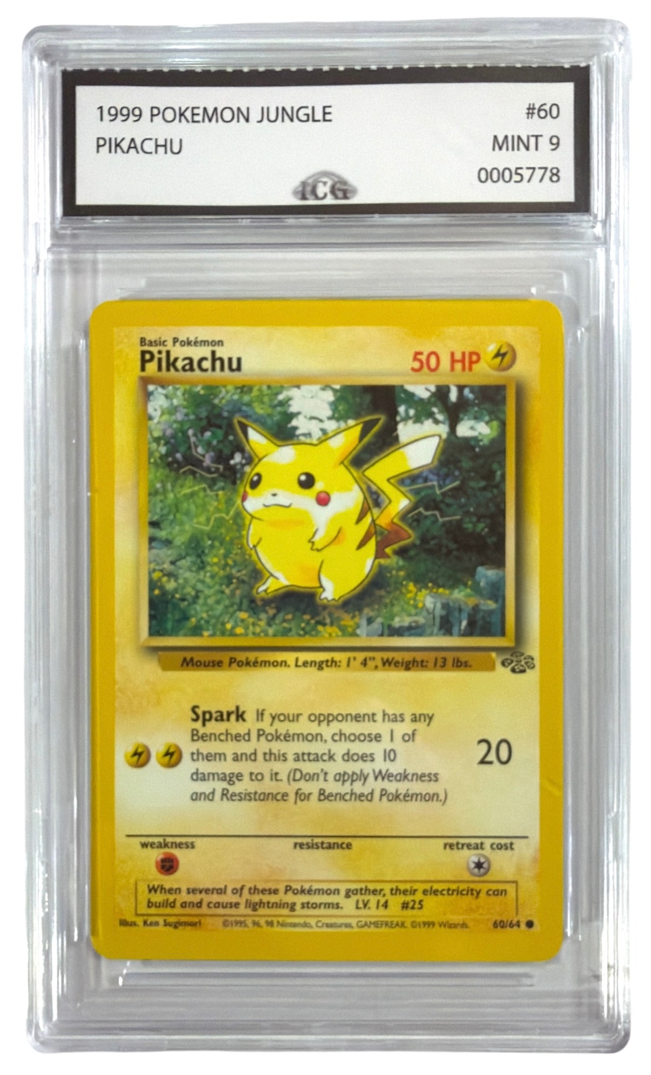 1999 Pokemon Pikachu From Jungle Set | No. 60 | Graded 9: 1999 Pokemon Pikachu From Jungle Set | No. 60 | Graded 9
