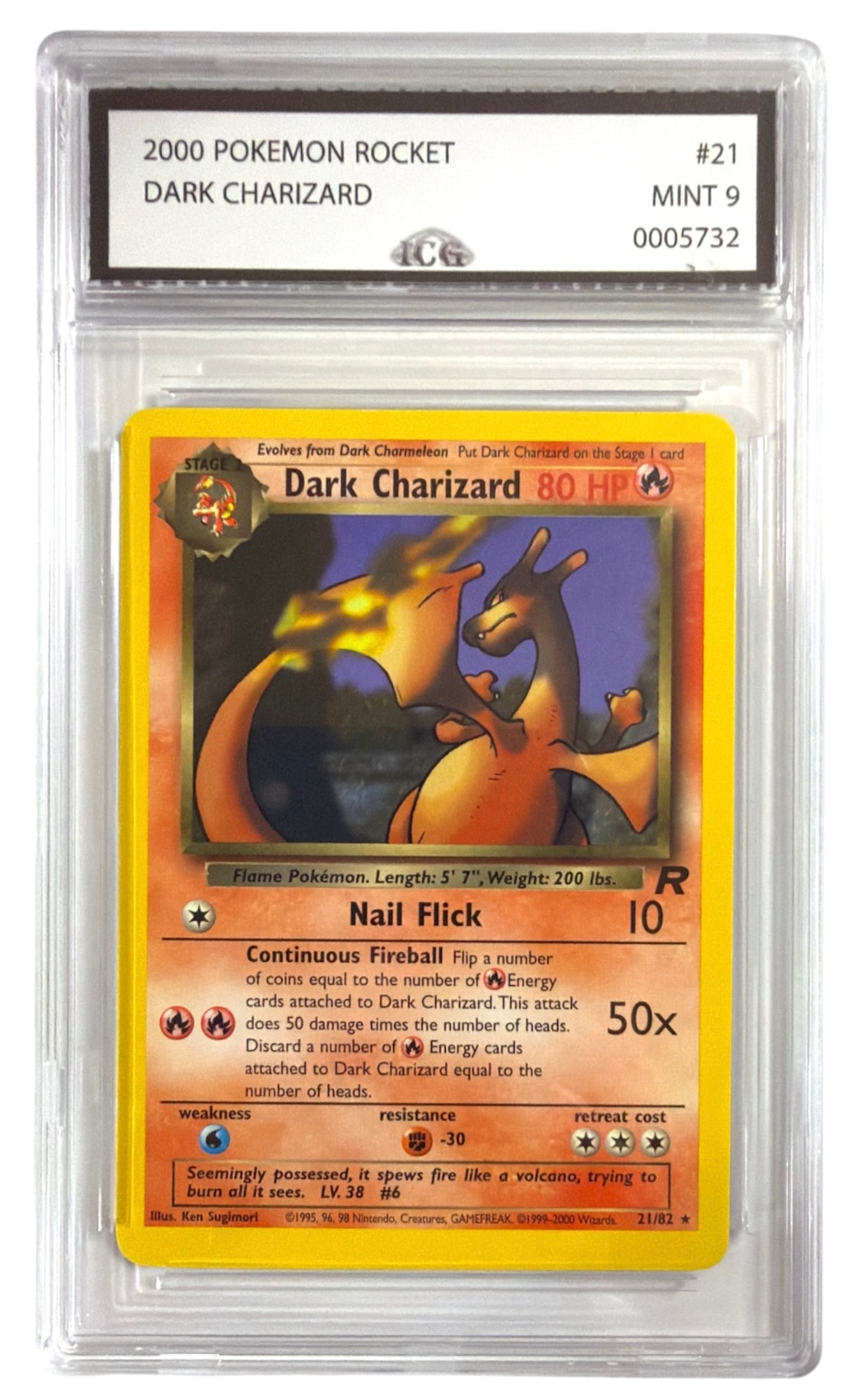 2000 Pokemon Team Rocket Dark Charizard | No. 21 | Graded 9 (1 of 2)
