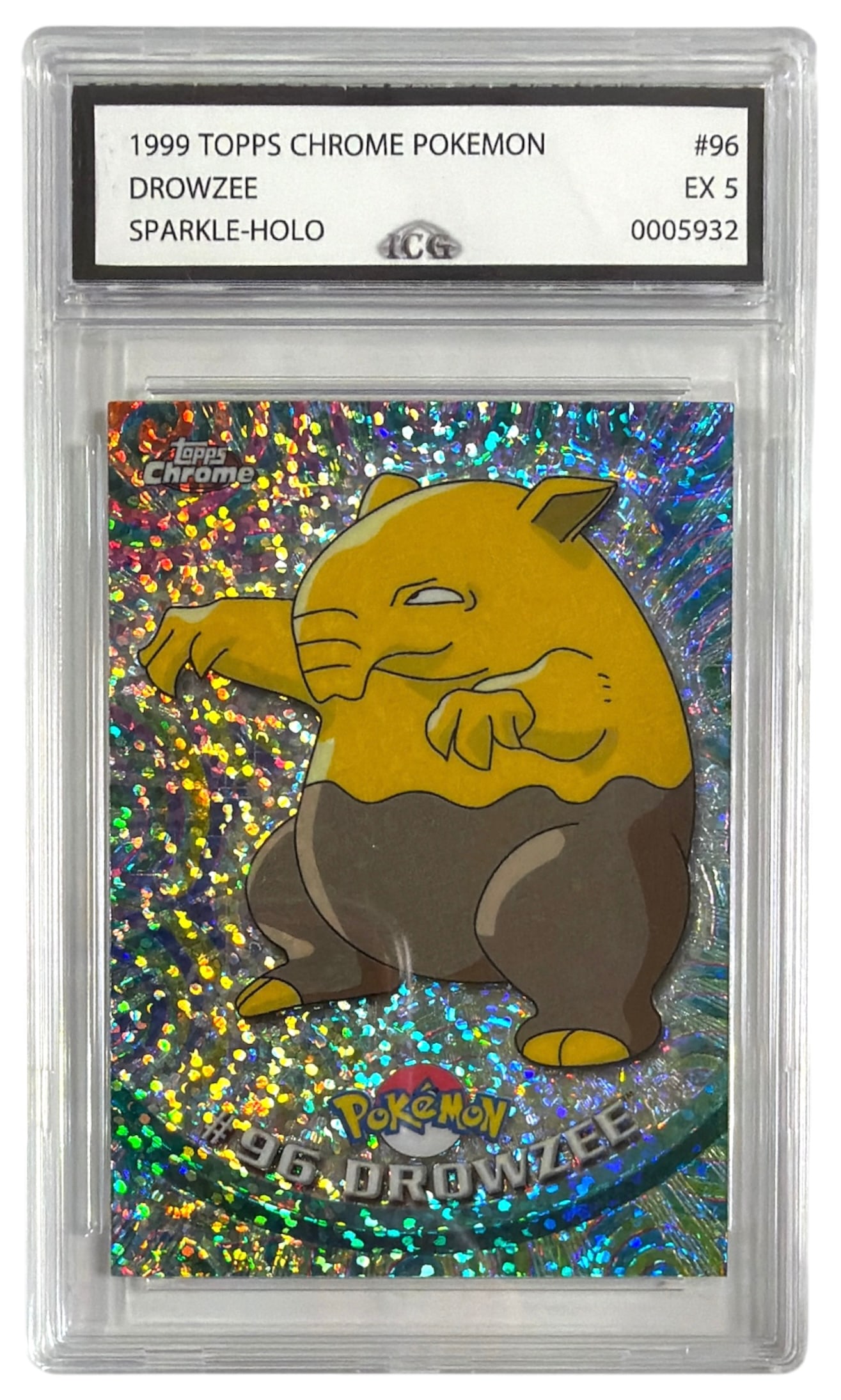 1999 Topps Chrome Pokemon Sparkle HOLO Drowzee | No. 96 | Graded 5 (1 of 2)