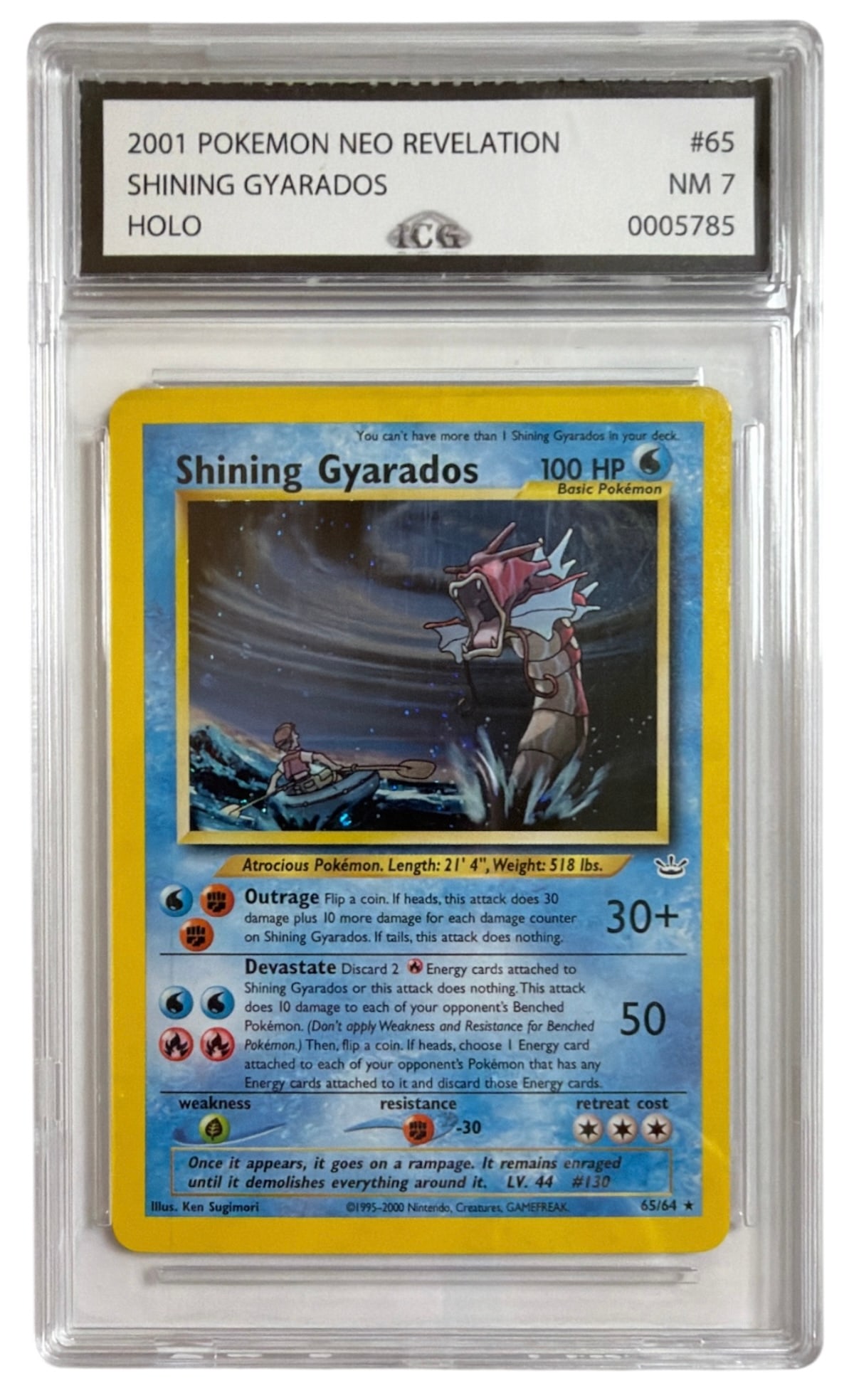 2001 Pokemon Shining Gyarados HOLO From Neo Revelation | No. 65 | Graded 7: 2001 Pokemon Shining Gyarados HOLO From Neo Revelation | No. 65 | Graded 7