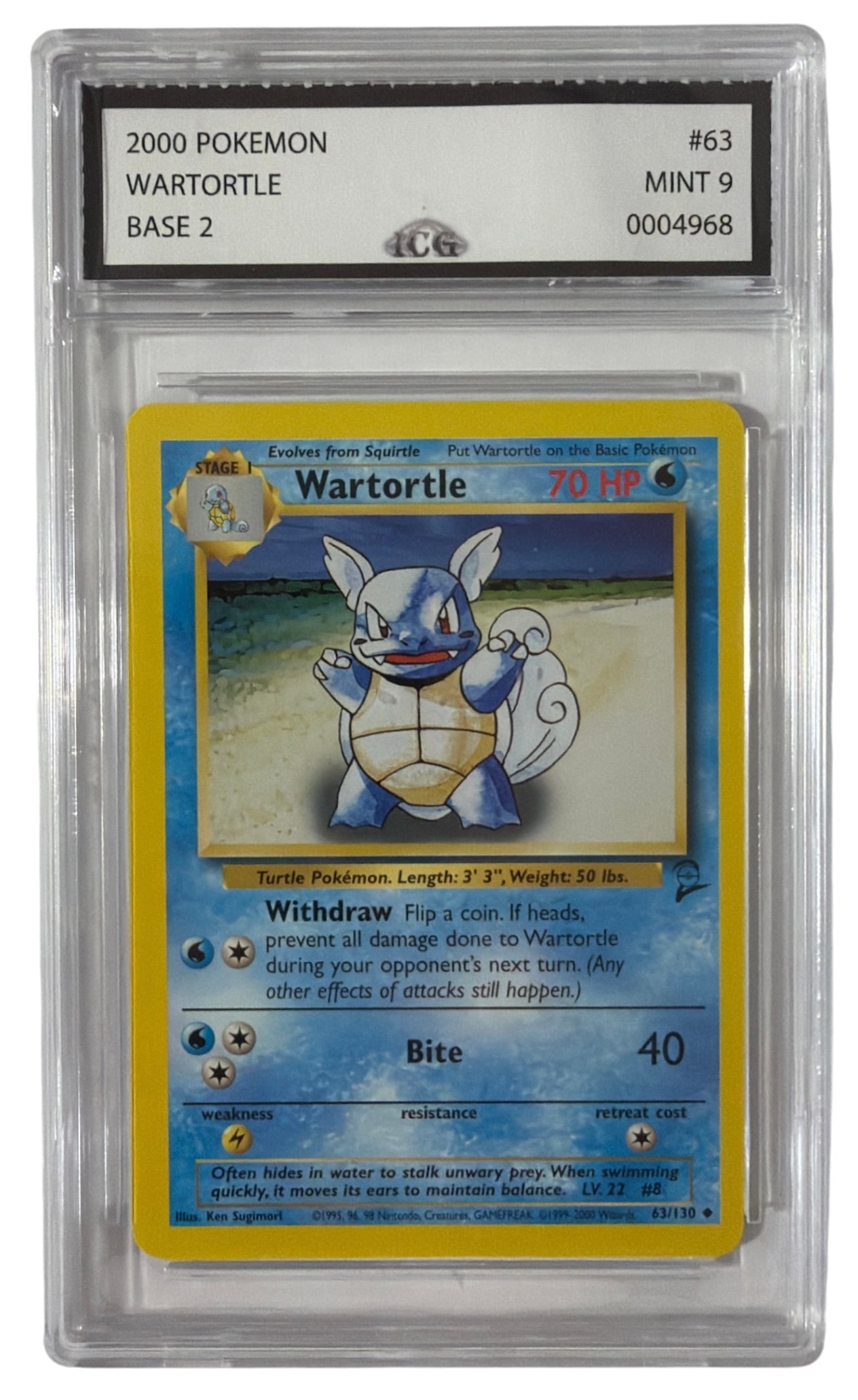 2000 Pokemon Base 2 Wartortle | No. 63 | Graded 9 (1 of 2)