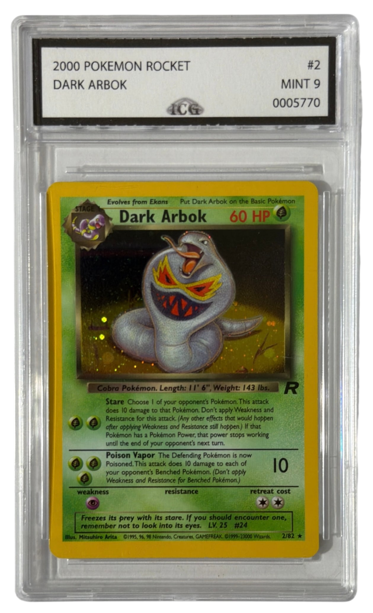 2000 Pokemon Team Rocket Dark Arbok | No. 2 | Graded 9: 2000 Pokemon Team Rocket Dark Arbok | No. 2 | Graded 9