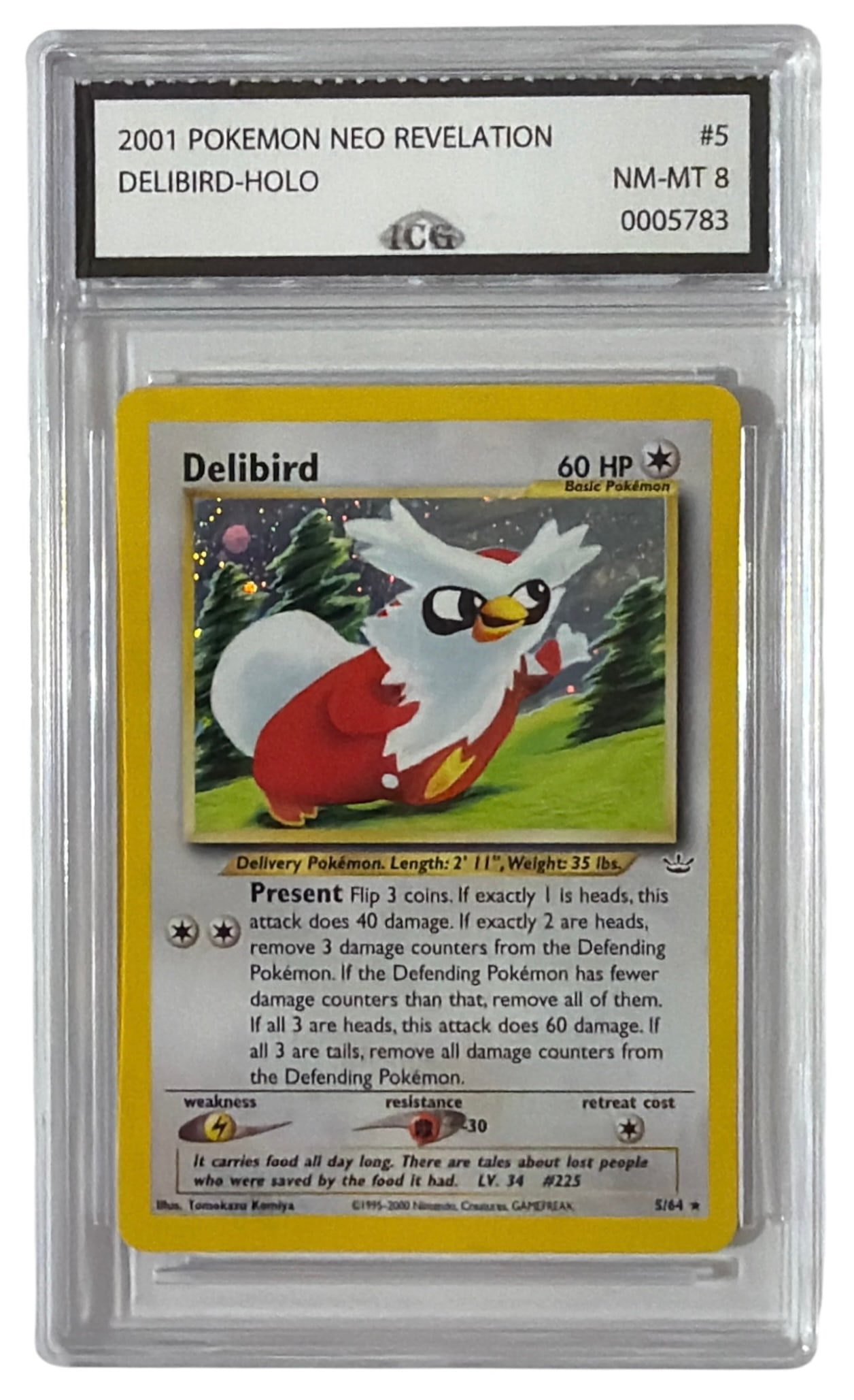 2001 Pokemon Neo Revelation Delibird HOLO | No. 5 | Graded 8: 2001 Pokemon Neo Revelation Delibird HOLO | No. 5 | Graded 8