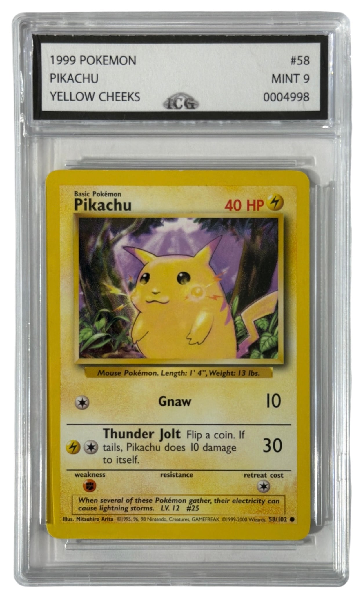 1999 Pokemon Yellow Cheeks Pikachu | No. 58 | Graded 9 (1 of 2)