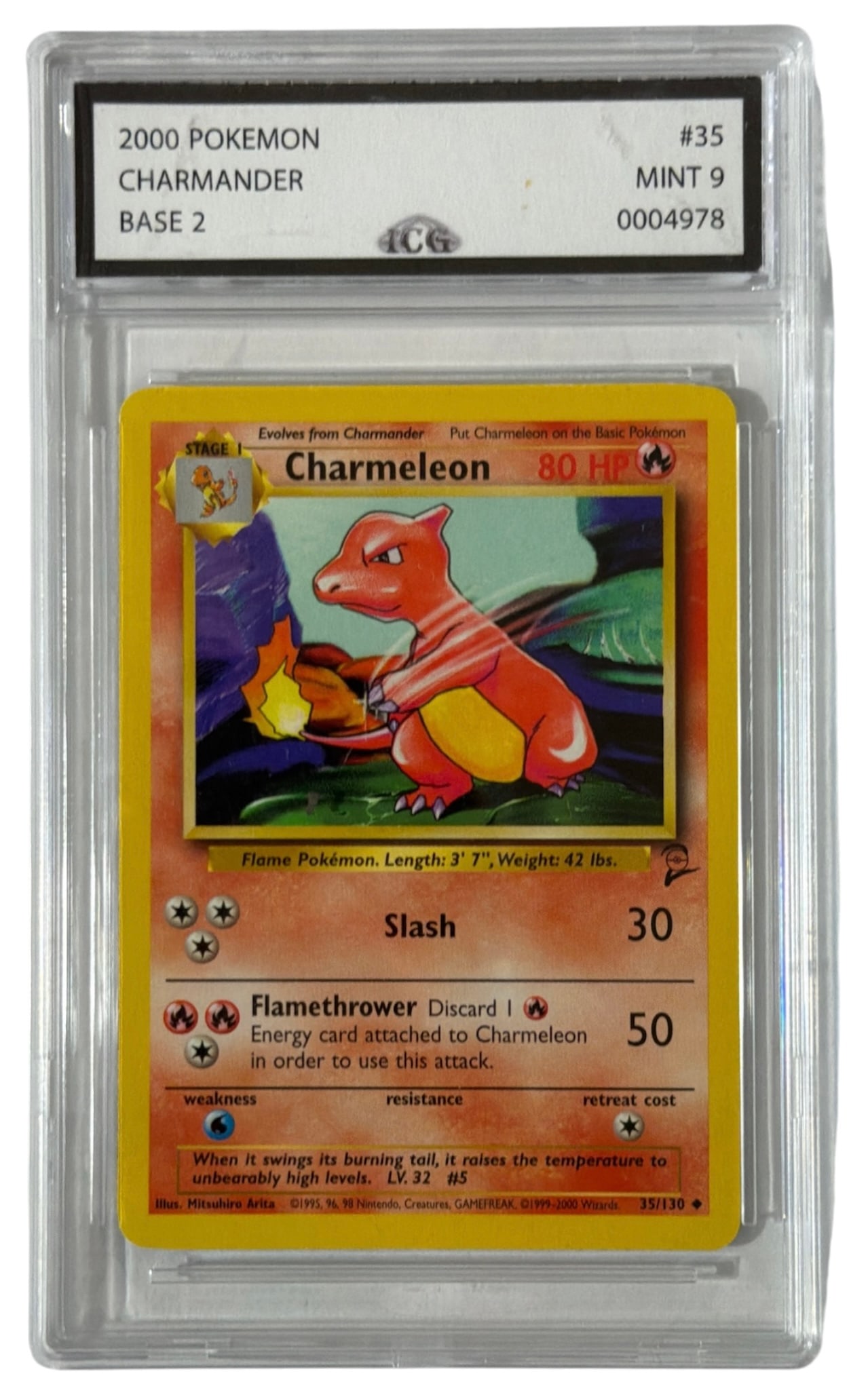 2000 Pokemon Base 2 Charmander | No. 35 | Graded 9: 2000 Pokemon Base 2 Charmander | No. 35 | Graded 9