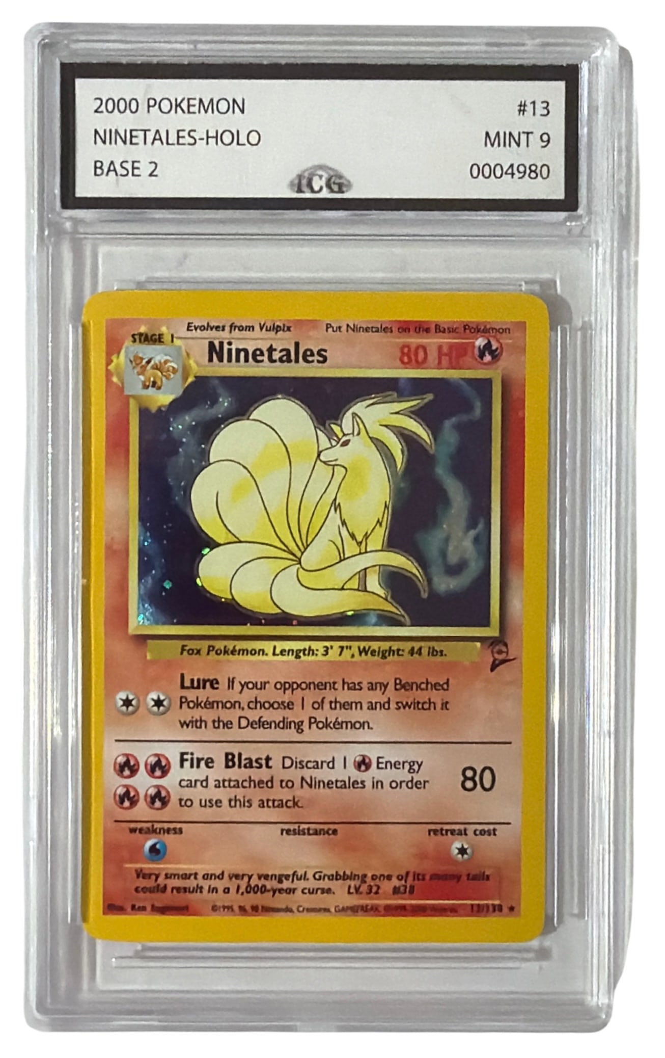 2000 Pokemon Base 2 Ninetales HOLO | No. 13 | Graded 9: 2000 Pokemon Base 2 Ninetales HOLO | No. 13 | Graded 9