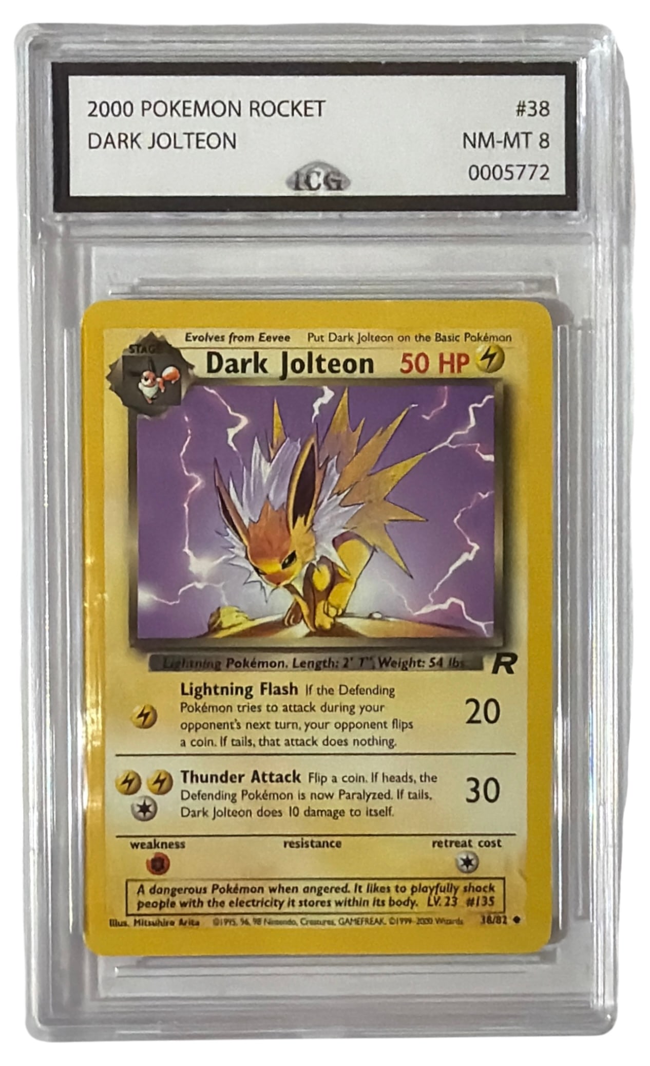 2000 Pokemon Team Rocket Dark Jolteon | No. 38 | Graded 8: 2000 Pokemon Team Rocket Dark Jolteon | No. 38 | Graded 8