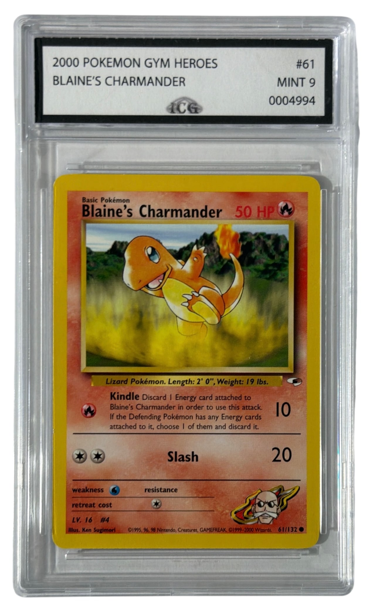 2000 Pokemon Gym Heroes Blaines Charmander | No. 61 | Graded 9: 2000 Pokemon Gym Heroes Blaines Charmander | No. 61 | Graded 9