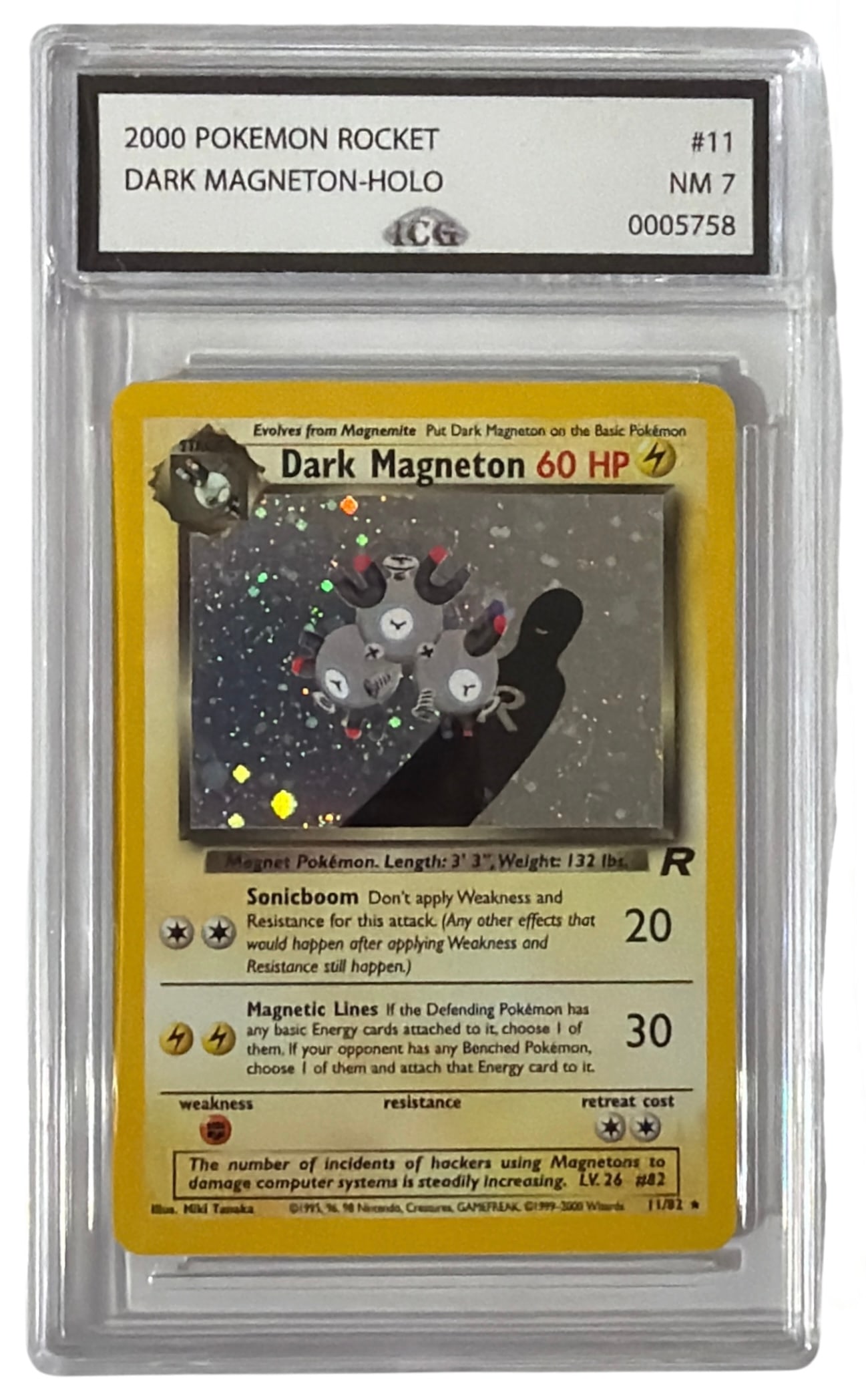 2000 Pokemon Team Rocket Dark Magneton HOLO | No. 11 | Graded 7: 2000 Pokemon Team Rocket Dark Magneton HOLO | No. 11 | Graded 7