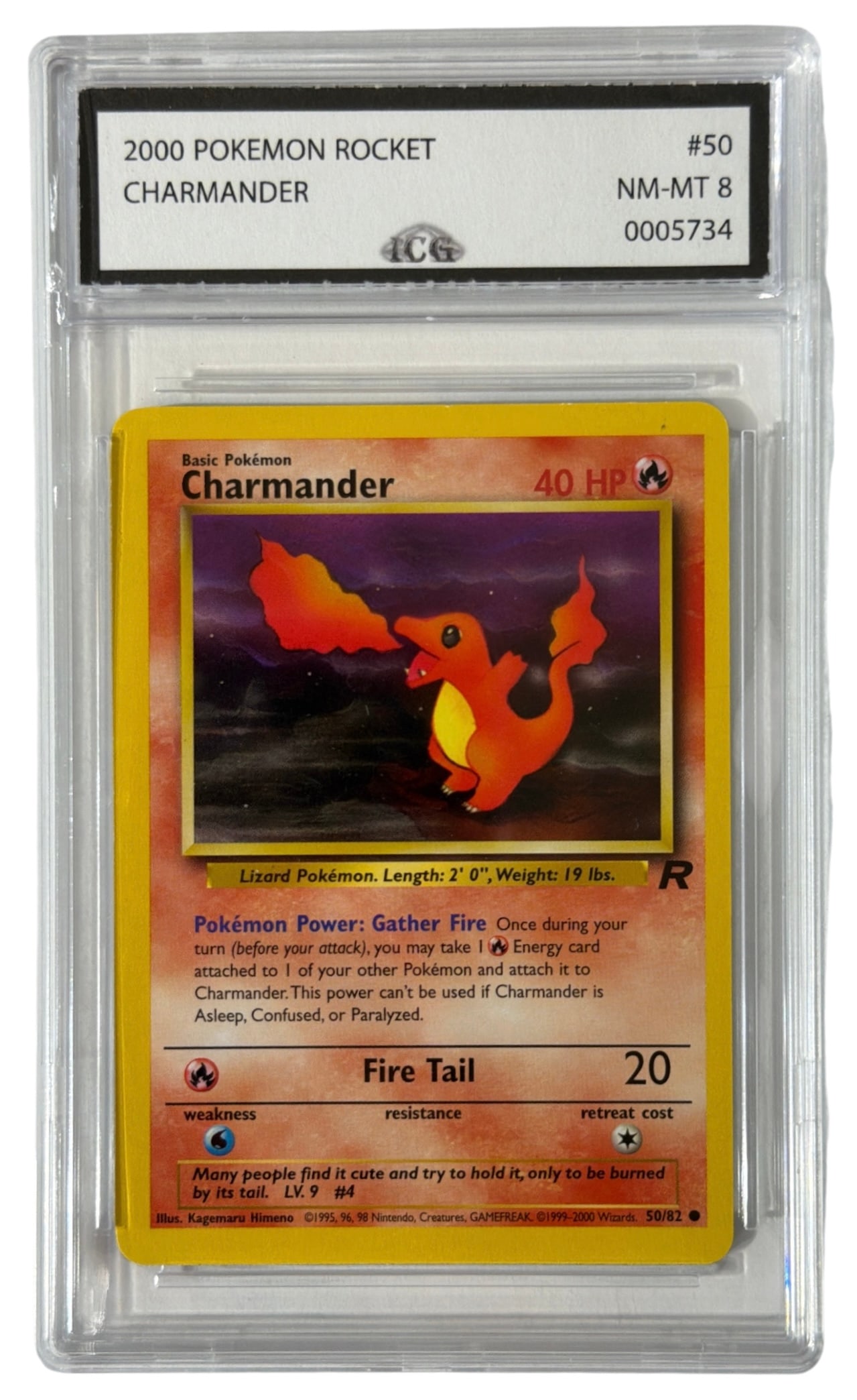 2000 Pokemon Team Rocket Charmander | No. 50 | Graded 8 (1 of 2)