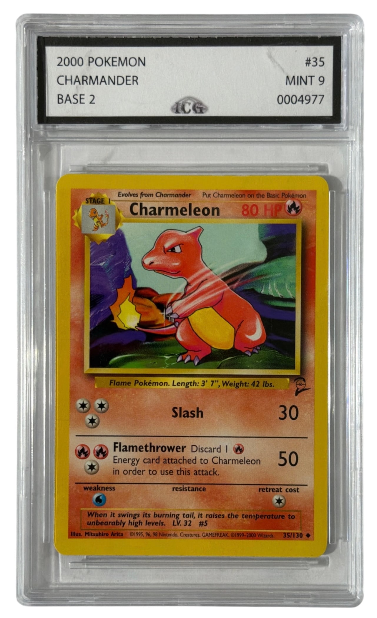 2000 Pokemon Base 2 Charmander | No. 35 | Graded 9 (1 of 2)