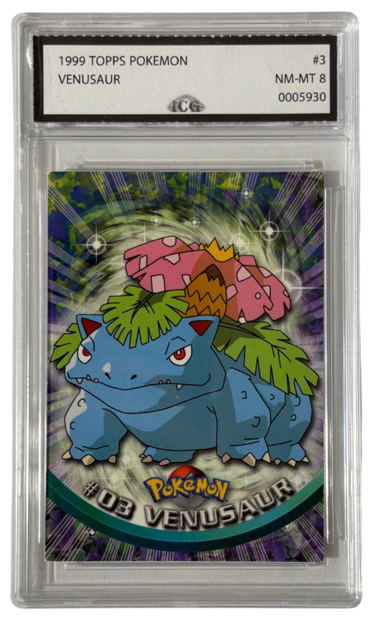 1999 Topps Pokemon Venusaur | No. 3 | Graded 8: 1999 Topps Pokemon Venusaur | No. 3 | Graded 8