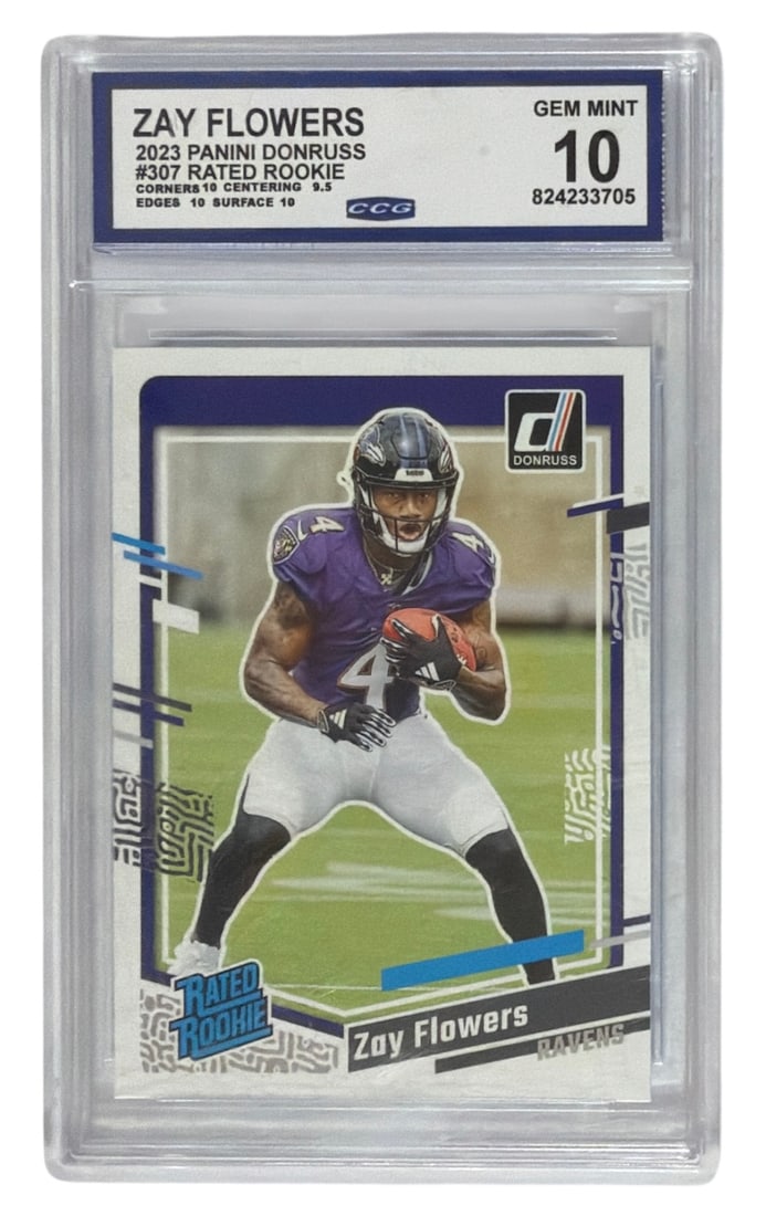 2023 Panini Donruss Rated Rookie Zay Flowers | No. 307 | Graded 10: 2023 Panini Donruss Rated Rookie Zay Flowers | No. 307 | Graded 10