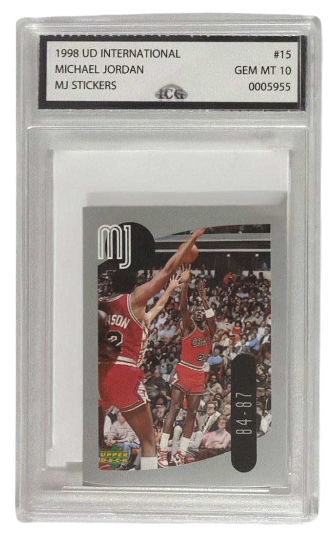 1998 UD International Michael Jordan MJ Stickers | No. 15 | Graded 10 (1 of 2)