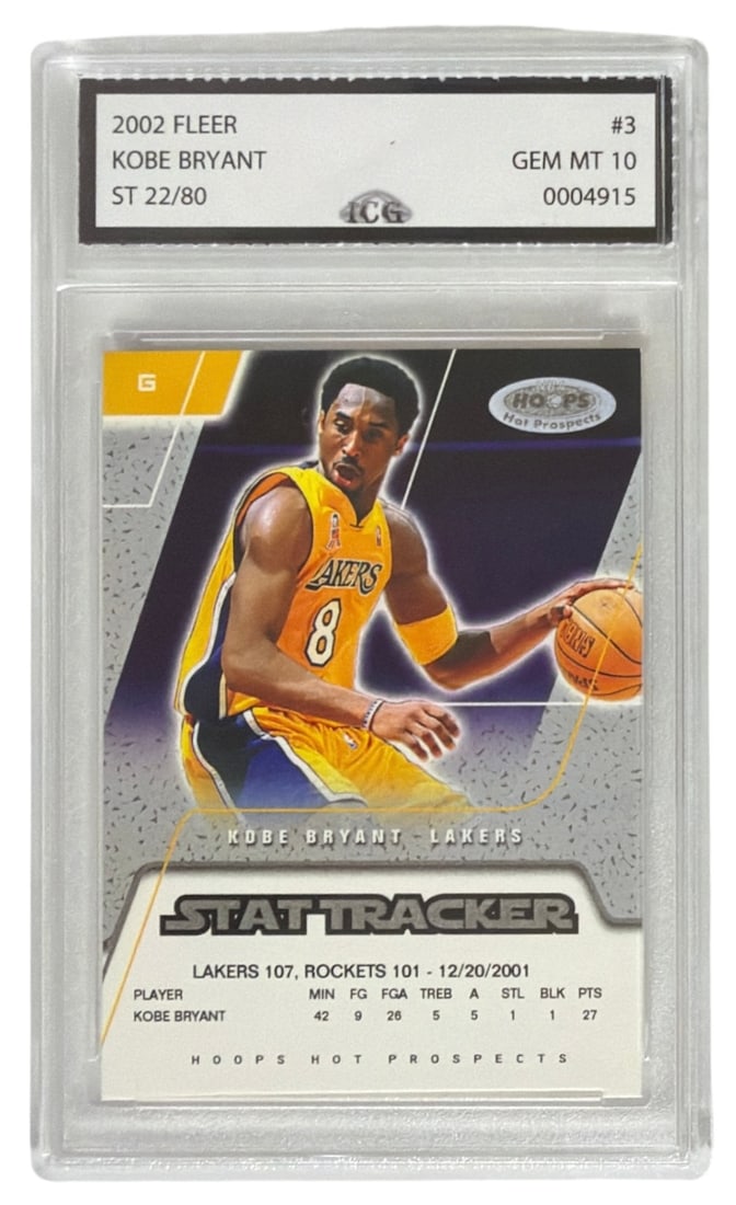 2002 Fleer ST 22 80 Kobe Bryant | No. 3 | Graded 10 (1 of 2)