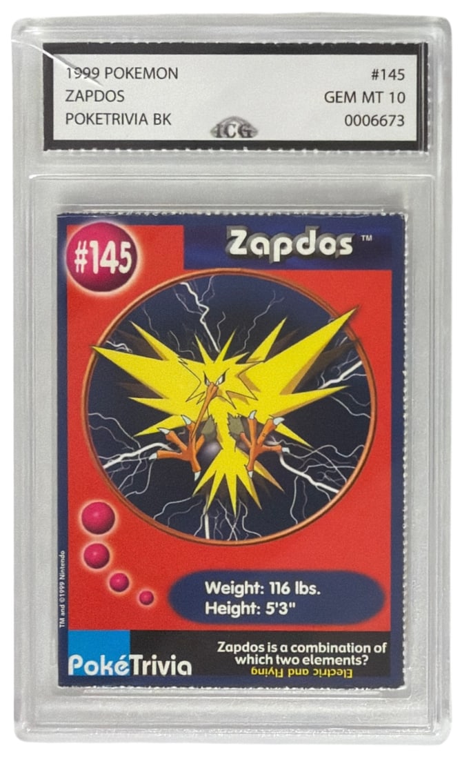 1999 Pokemon Burger King Poke Trivia Zapdos | No. 145 | Graded 10 (1 of 2)