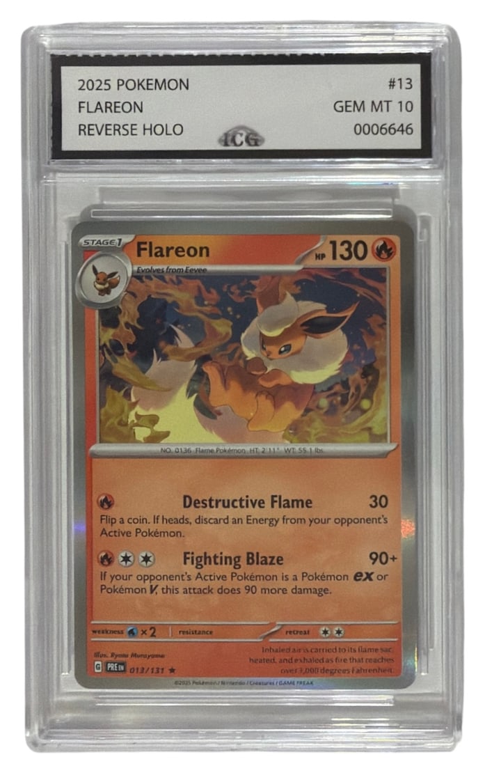 2025 Pokemon Flareon Reverse HOLO | No. 13 | Graded 10: 2025 Pokemon Flareon Reverse HOLO | No. 13 | Graded 10