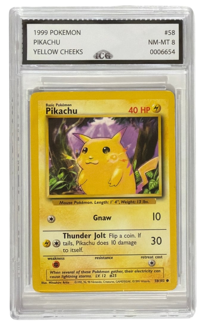1999 Pokemon Yellow Cheeks Pikachu | No. 58 | Graded 8: 1999 Pokemon Yellow Cheeks Pikachu | No. 58 | Graded 8