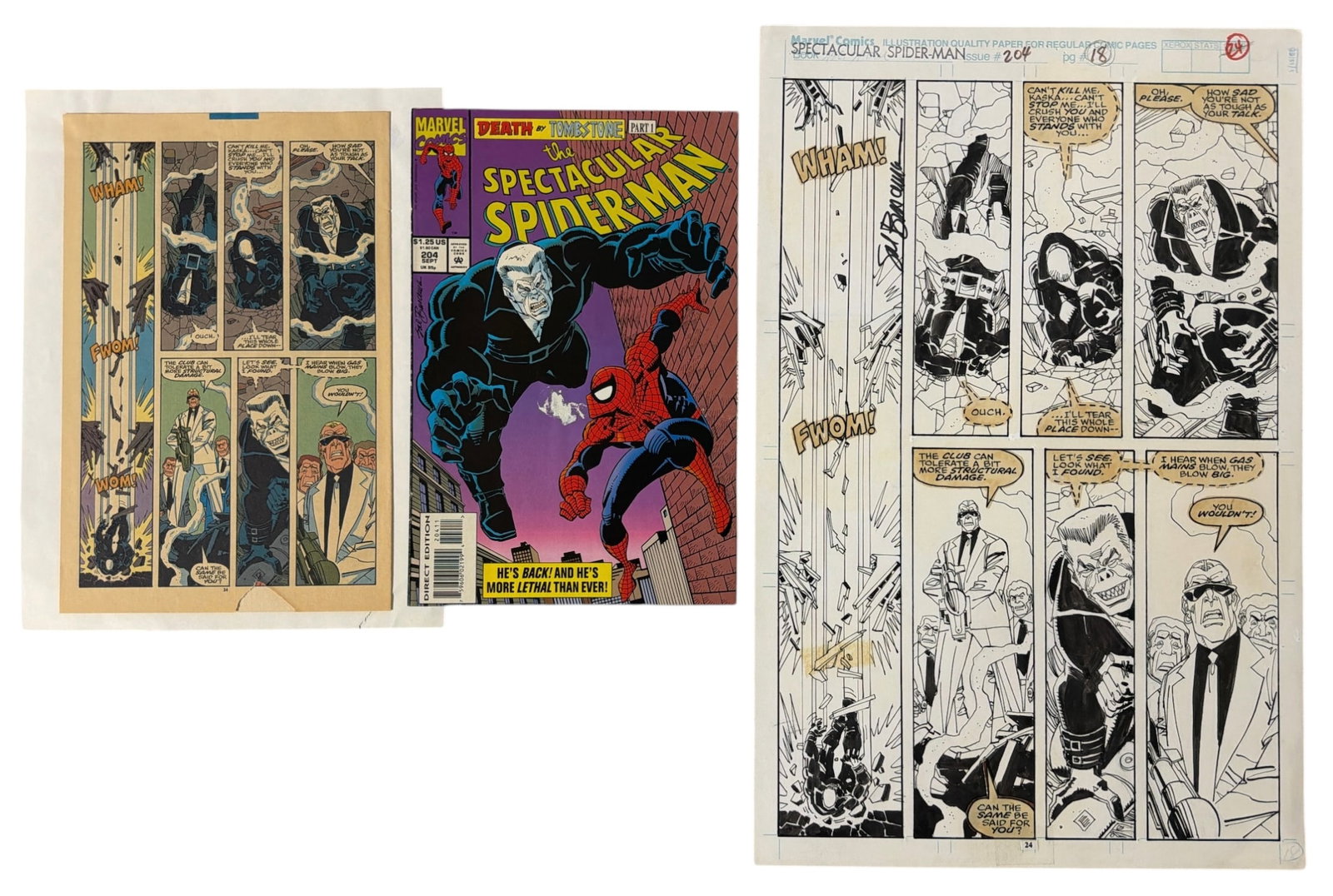 Marvel Comic Book Art from Spectacular Spider Man | Issue No. 204 Pg. 18 | With Comic Book Page (1 of 4)