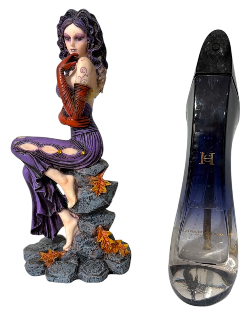 Gothic Fairy Figurine and Carolina Herrera Good Girl Eau de Parfum: Gothic Fairy Figurine and Carolina Herrera Good Girl Eau de Parfum