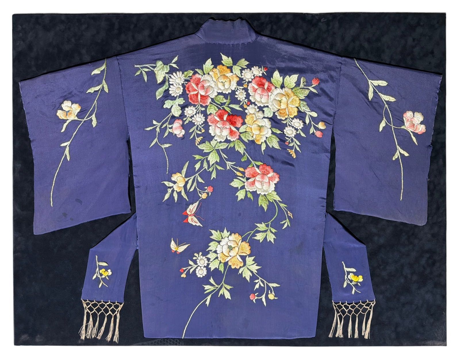Vintage Indigo Blue Silk Kimono Robe: Vintage Indigo Blue Silk Kimono Robe