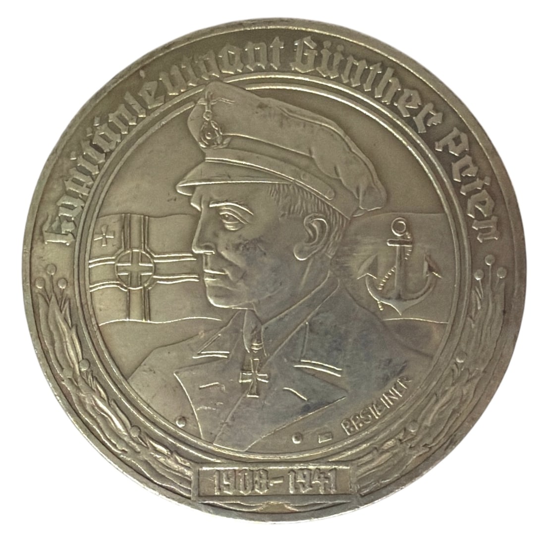 Commemorative Medallion of Portrait of WWII German U Boat Commander Gunther Prien (1 of 2)