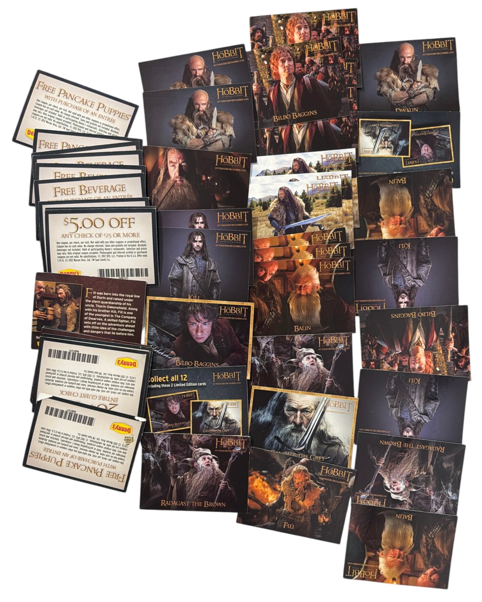 The Hobbit An Unexpected Journey Trading Cards from Dennys Restaurant (1 of 1)